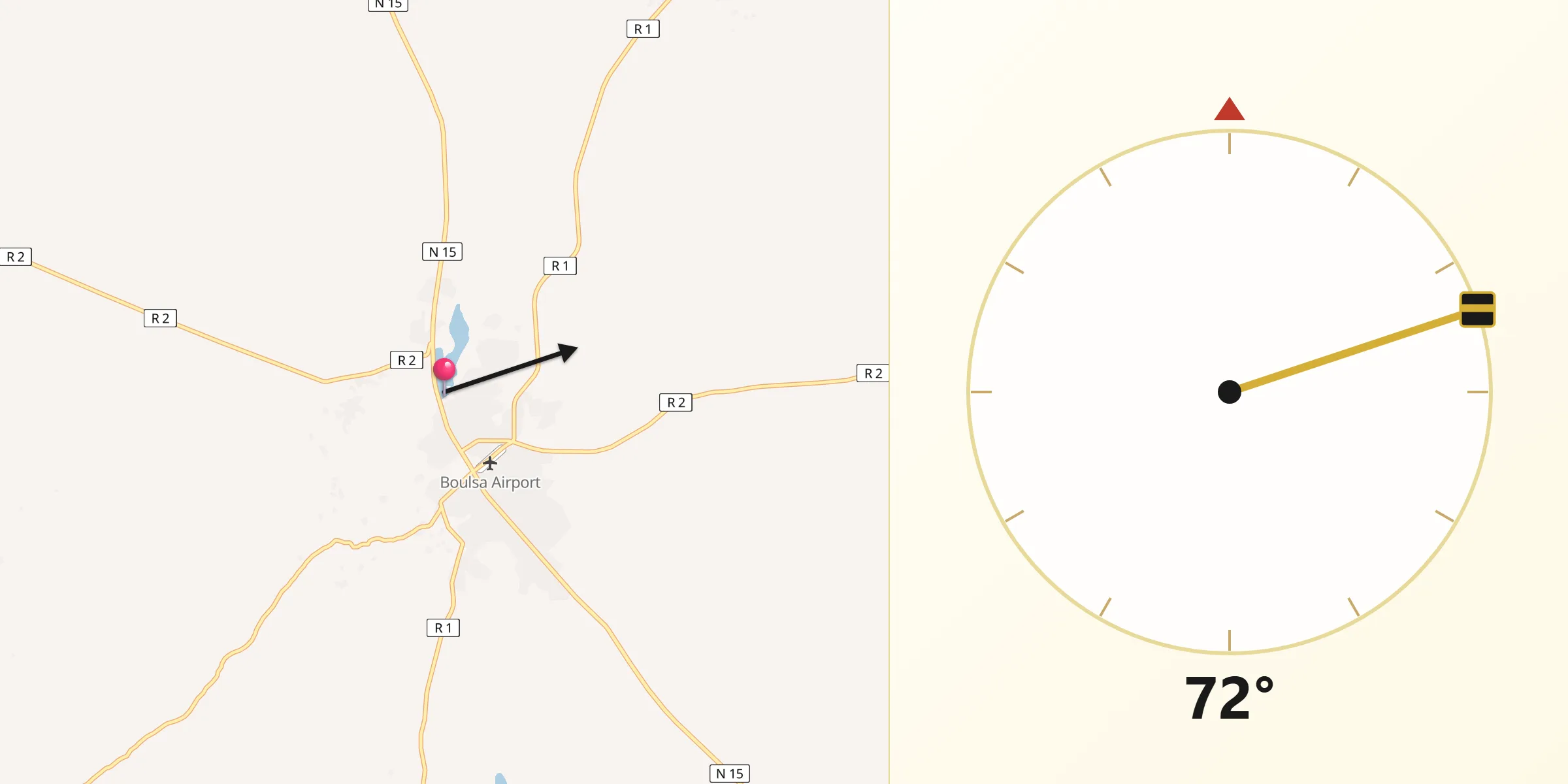 Direction vers la Qibla depuis Boulsa