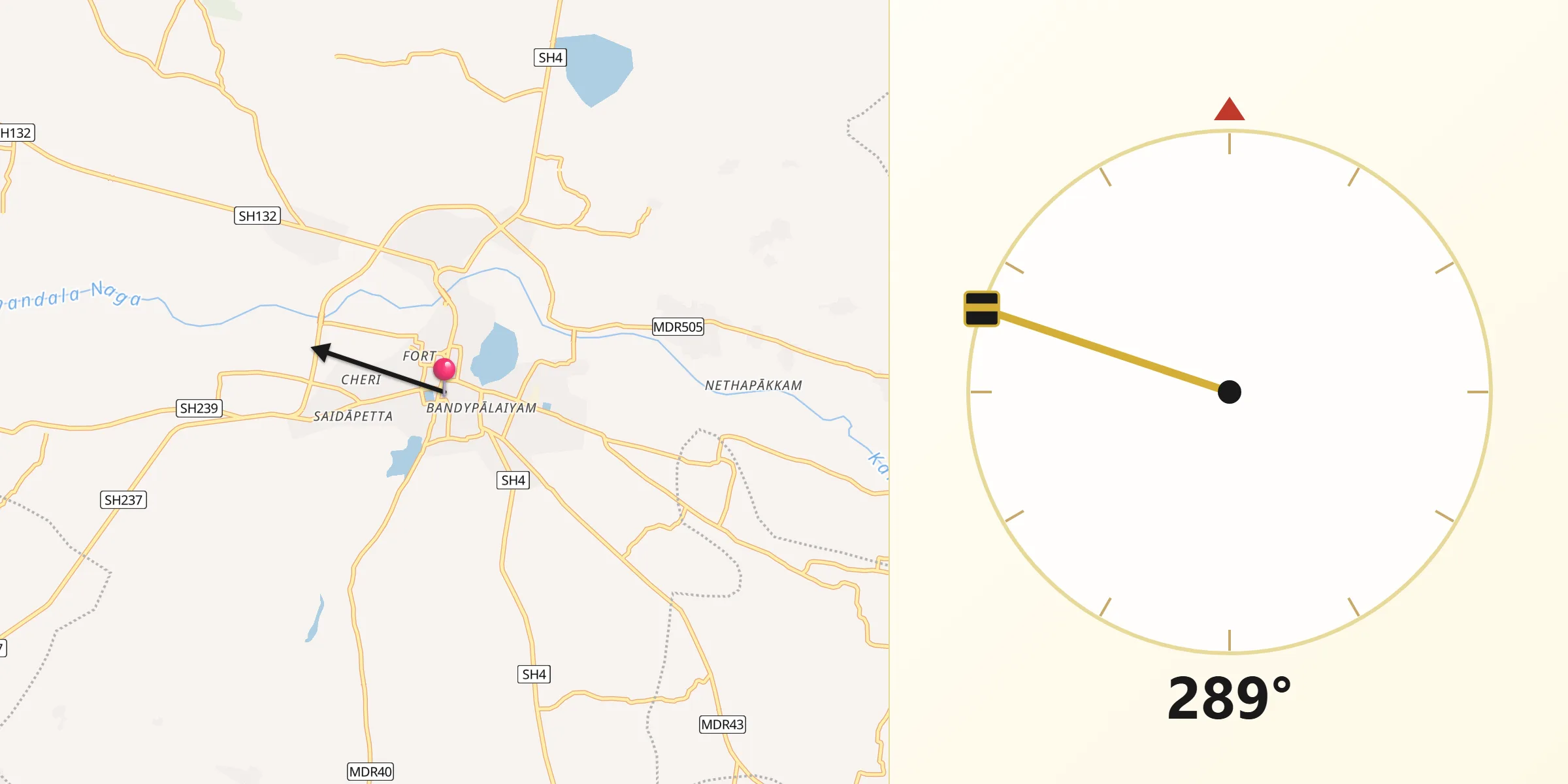 Qibla Direction from Arni