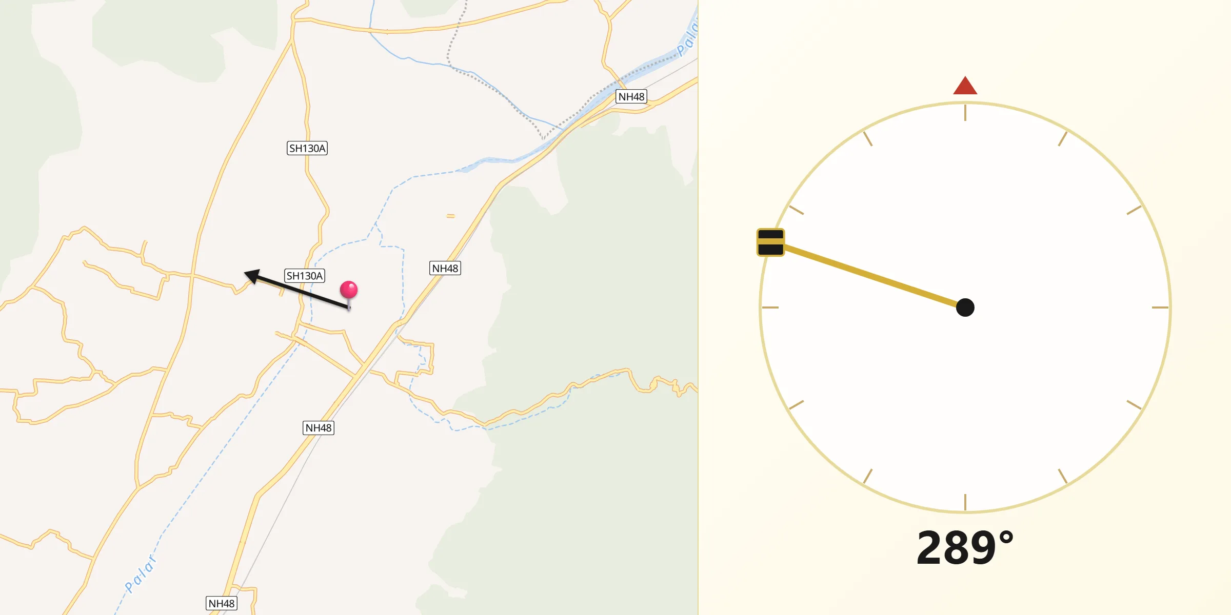Qibla Direction from Ambur