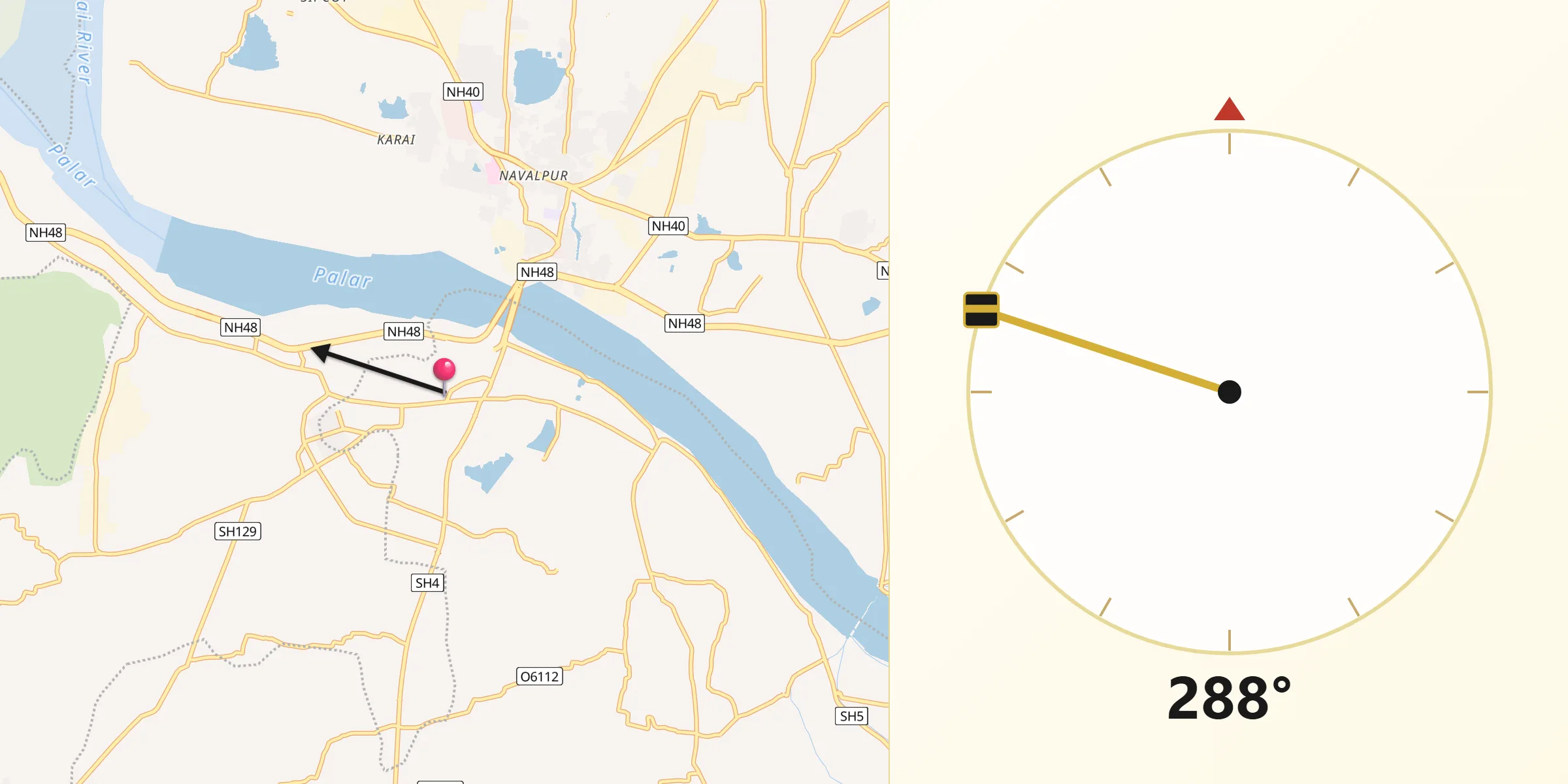 Qibla Direction from Arcot