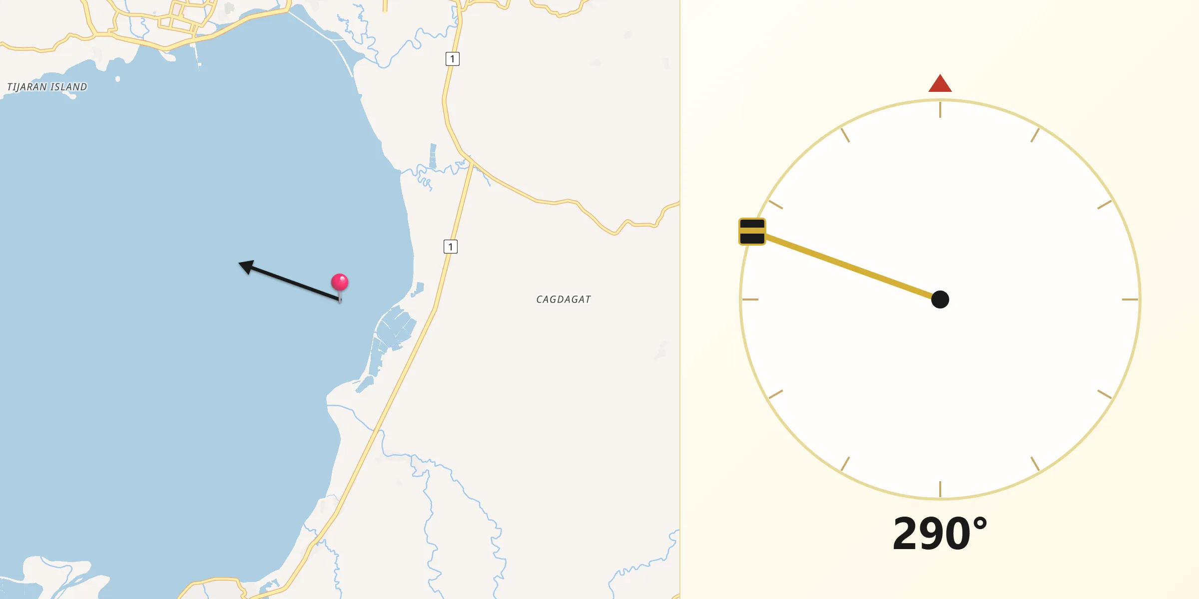 Qibla Direction from Gubat