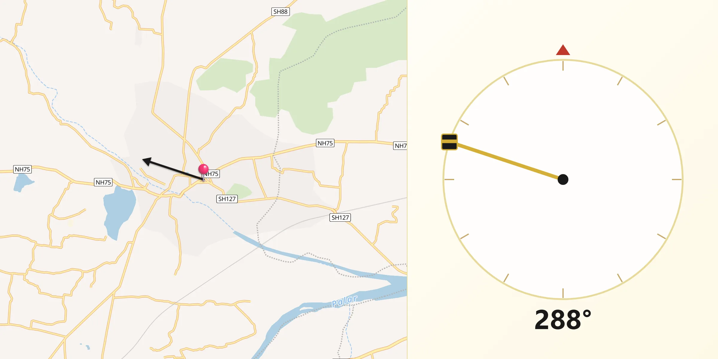 Qibla Direction from Gudiyatham