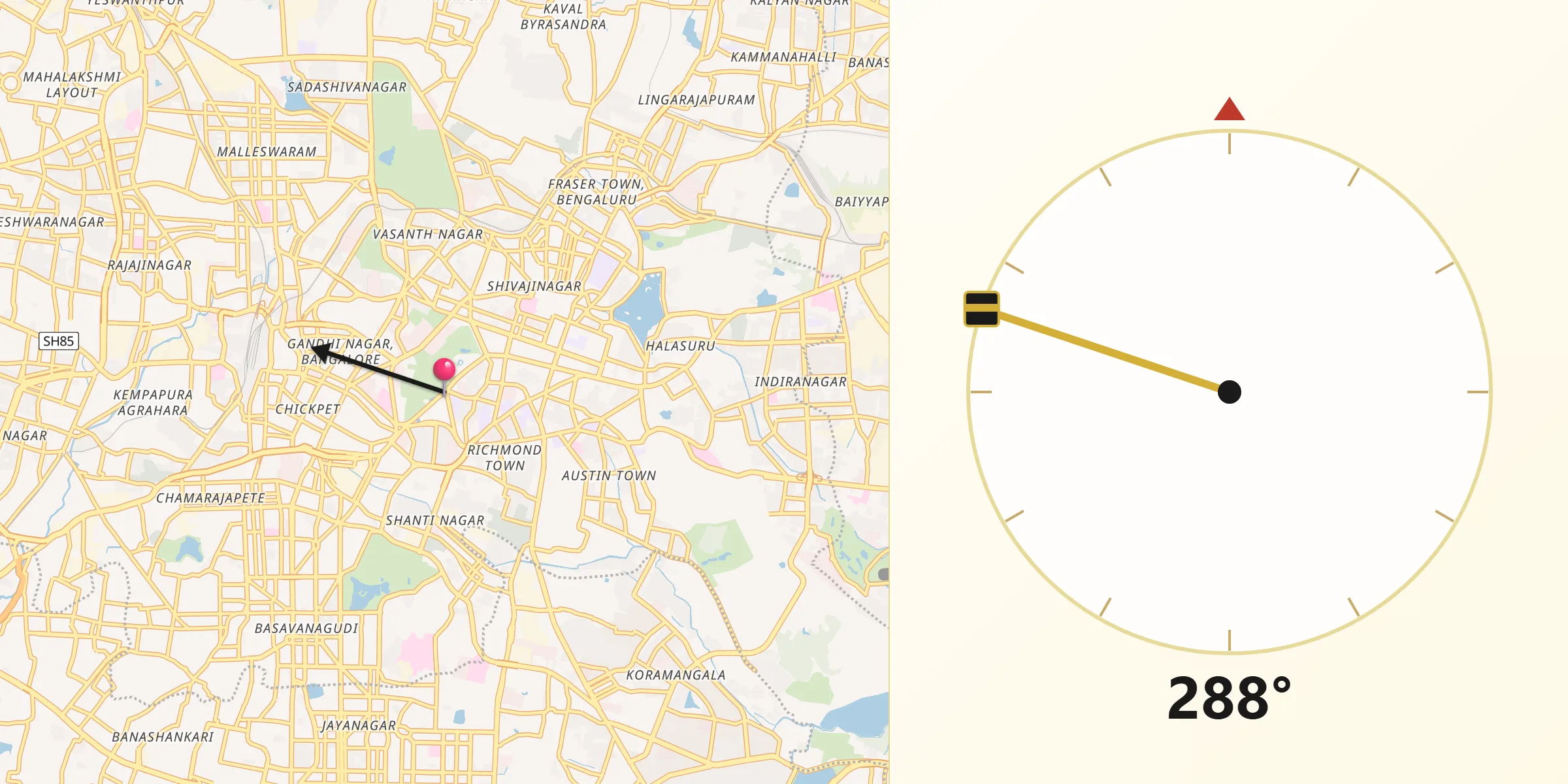 Qibla Direction from Bengaluru