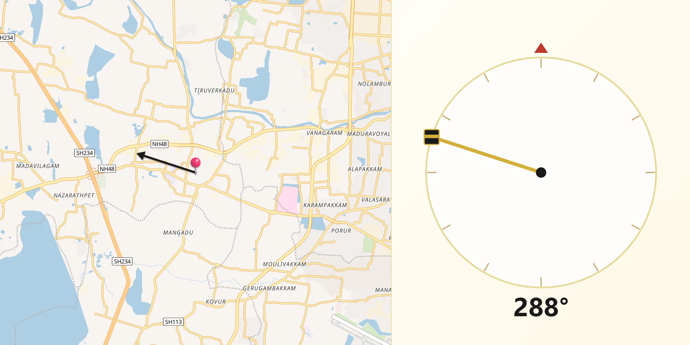 Qibla Direction from Poonamalle