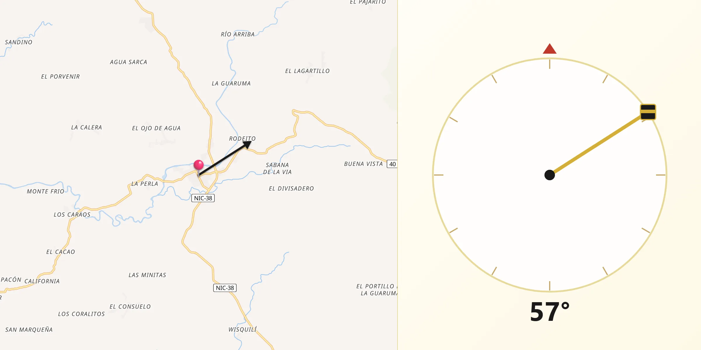 Dirección de la Qibla desde Achuapa
