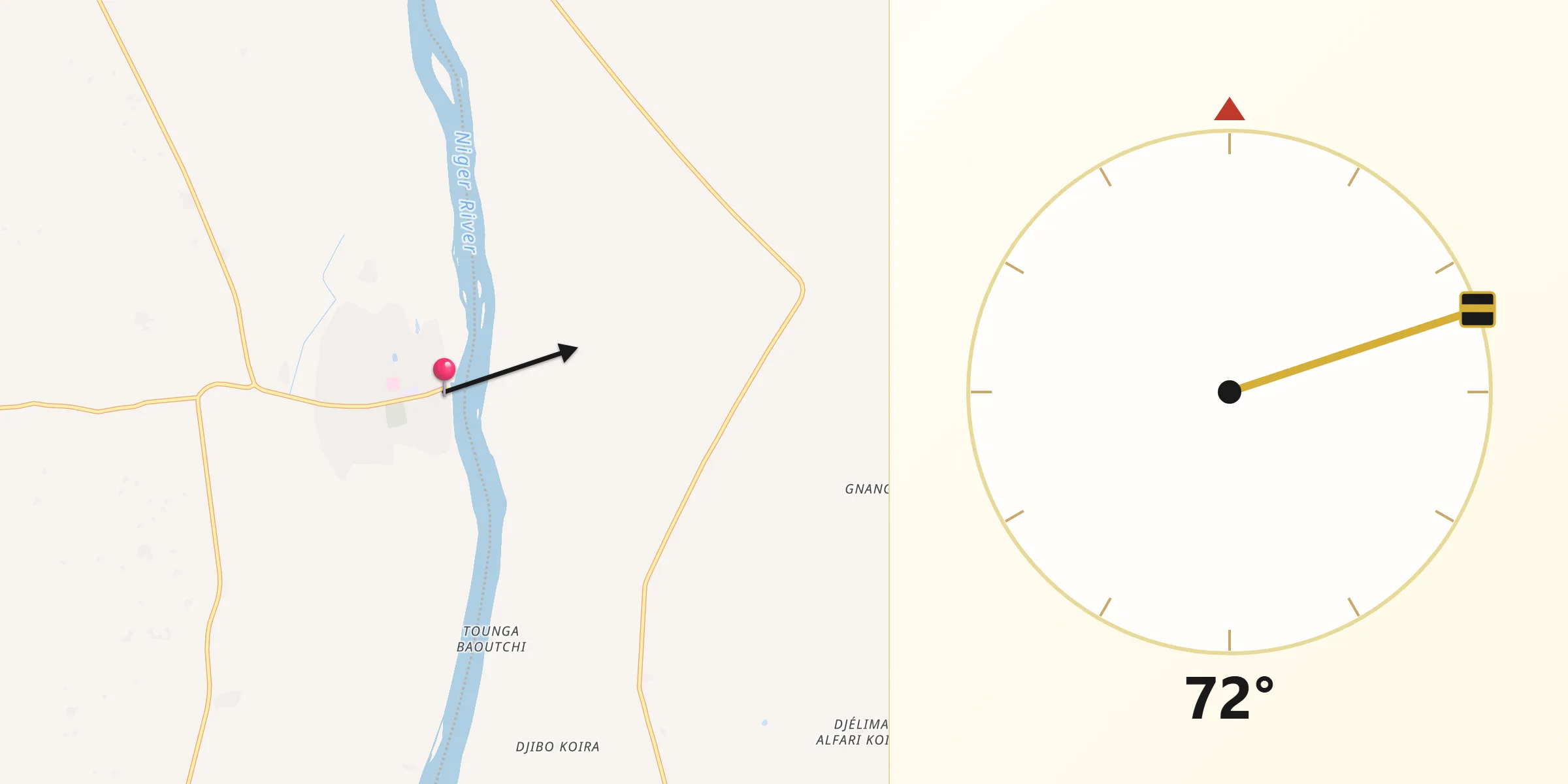 Direction vers la Qibla depuis Say