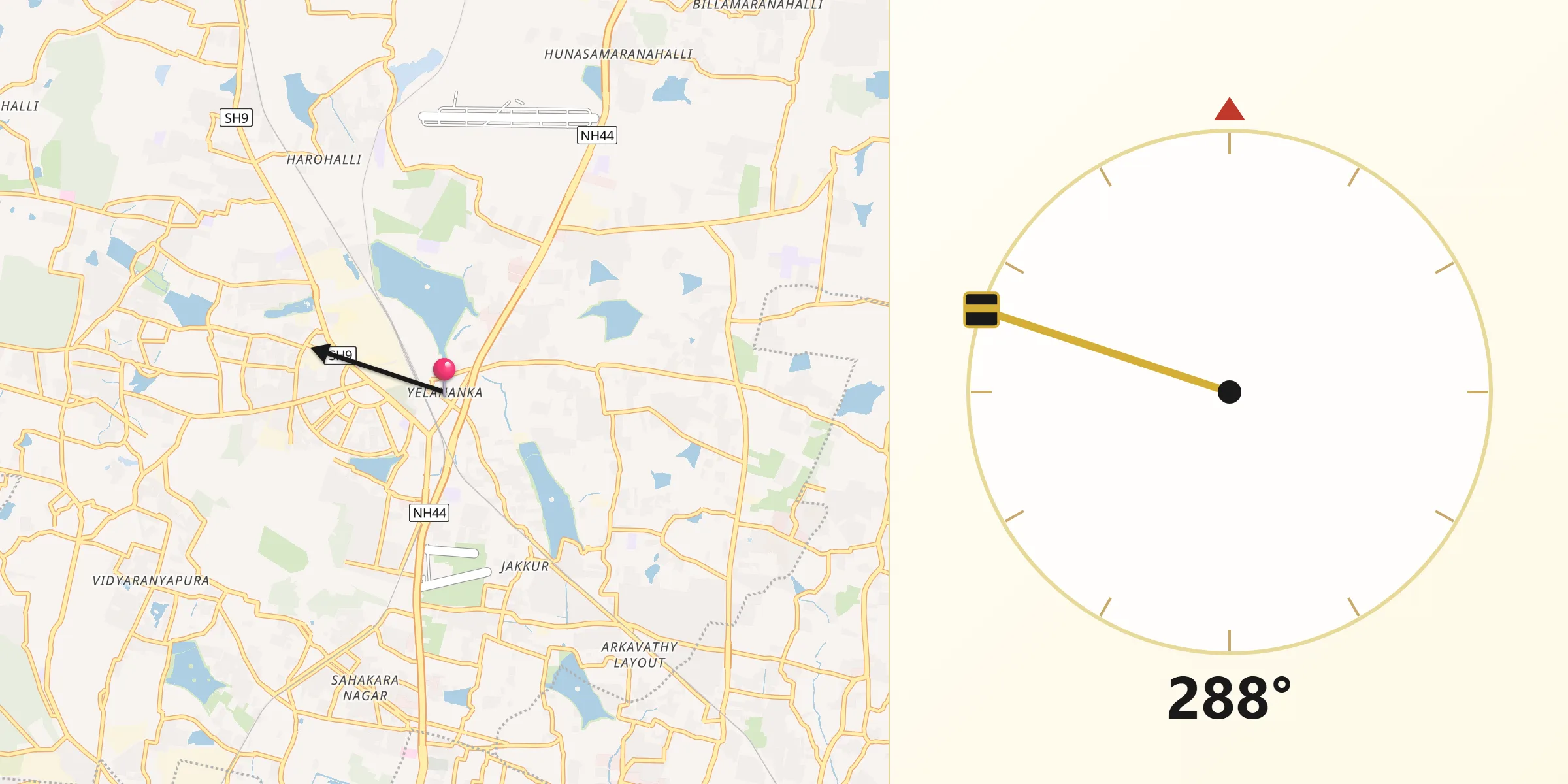 Qibla Direction from Yelahanka