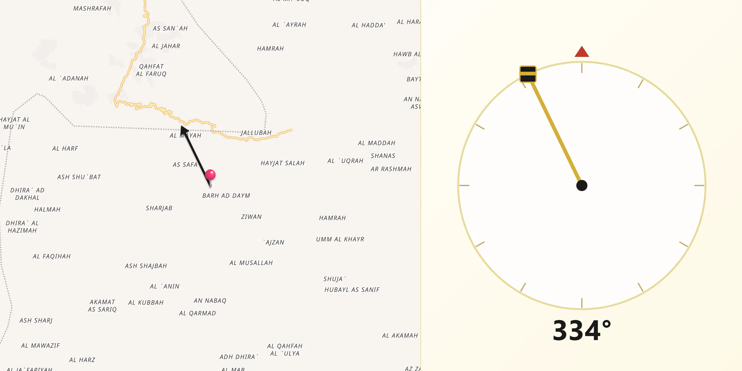 اتجاه القبلة من المقاطرة