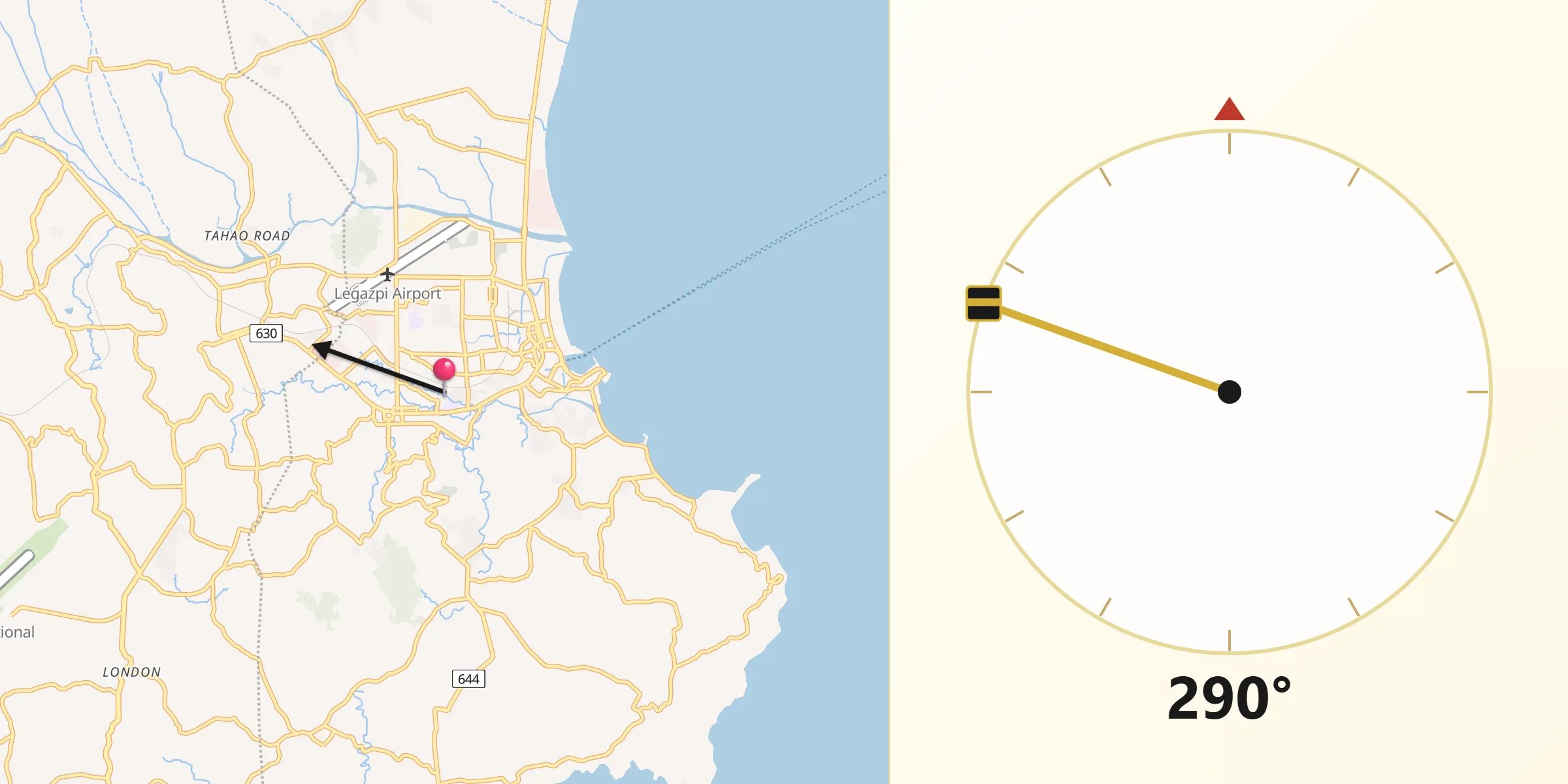 Qibla Direction from Legaspi City