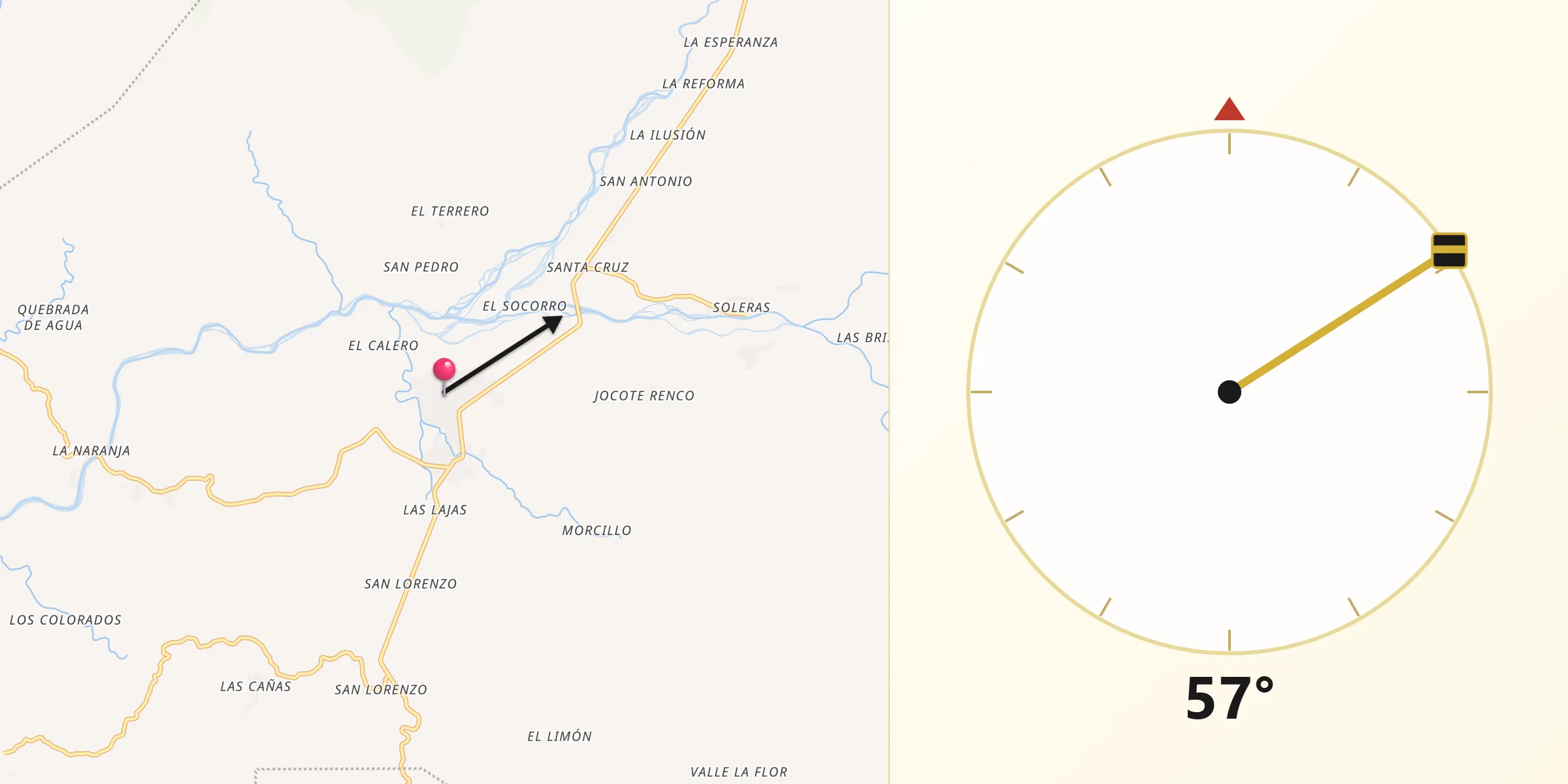 Dirección de la Qibla desde San Juan de Limay