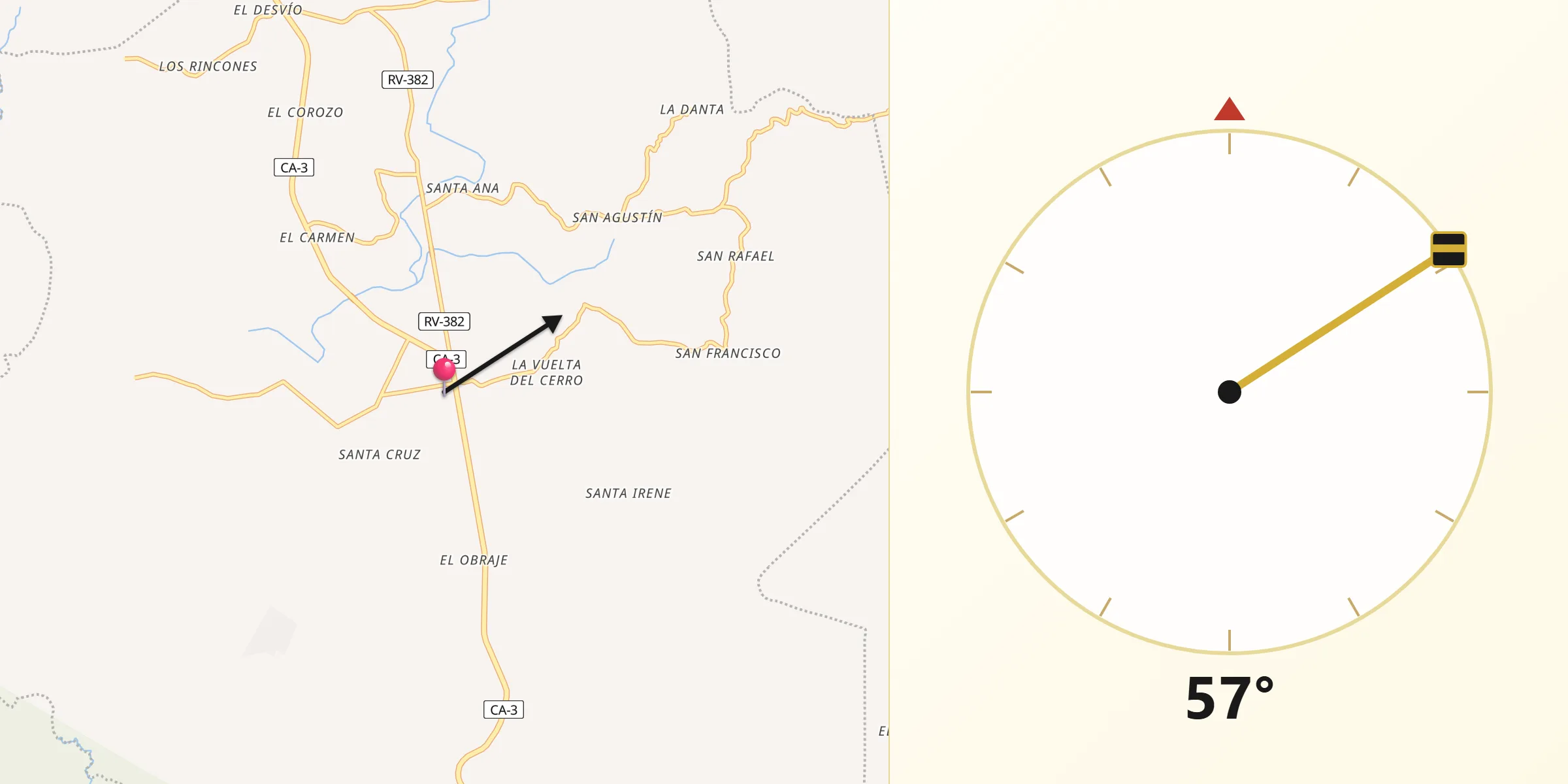 Dirección de la Qibla desde San Jerónimo