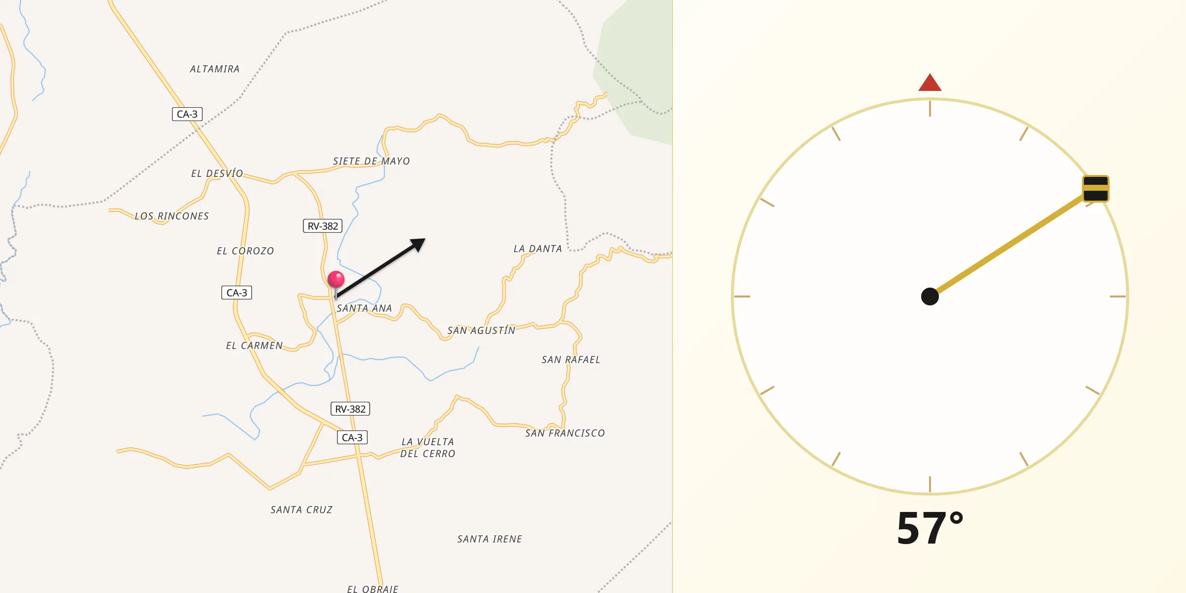 Dirección de la Qibla desde Namasigüe