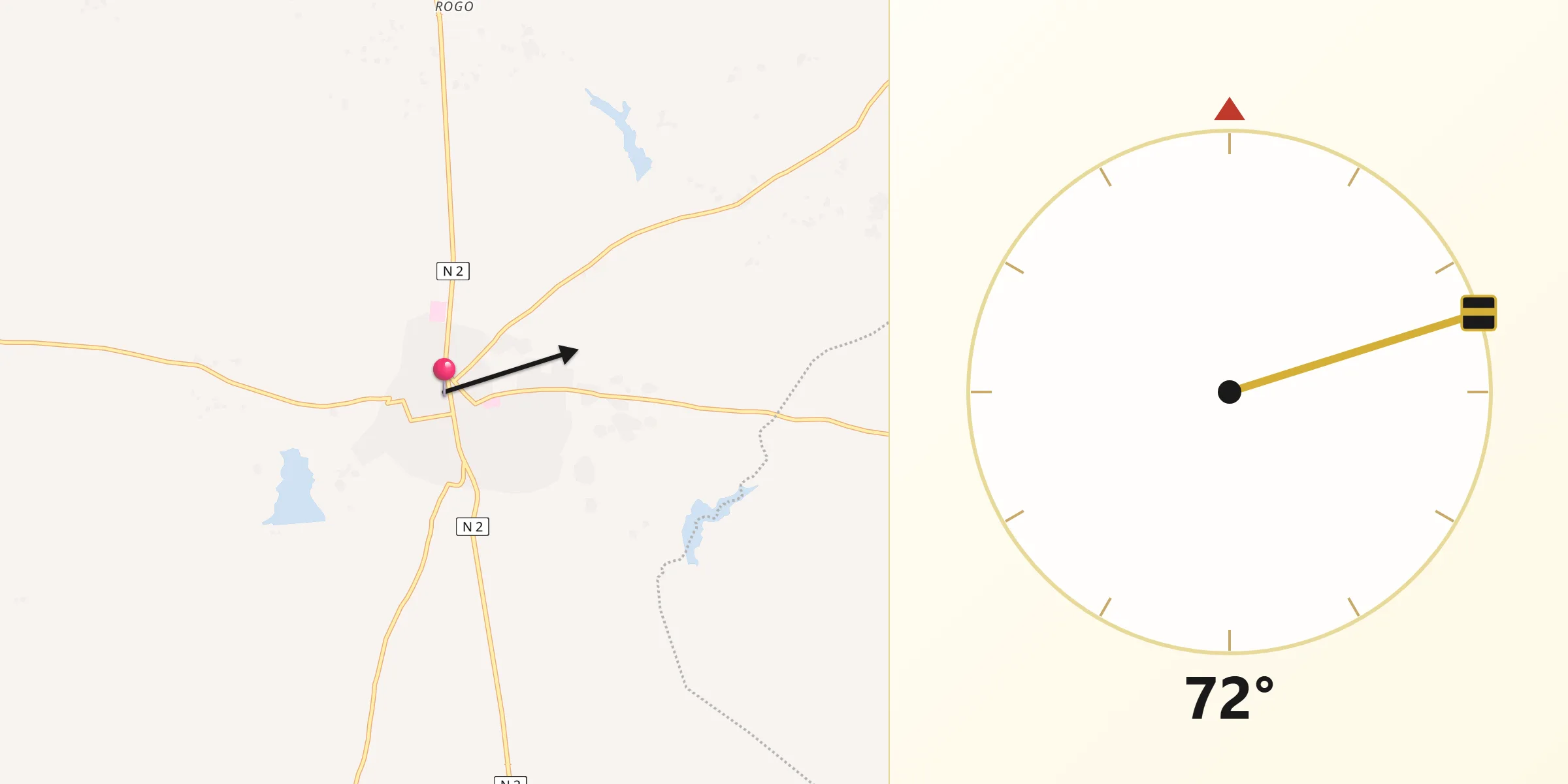 Direction vers la Qibla depuis Gourcy