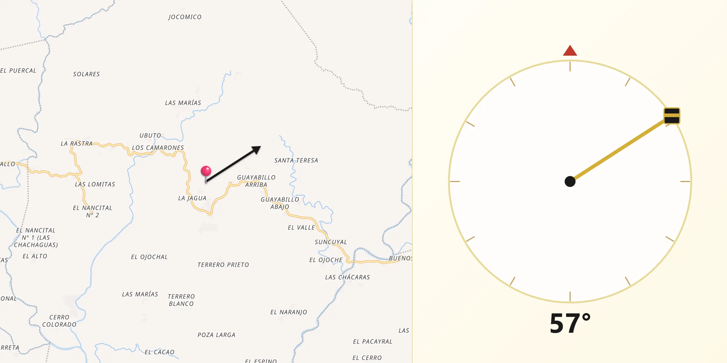 Dirección de la Qibla desde Municipio de San Francisco del Norte