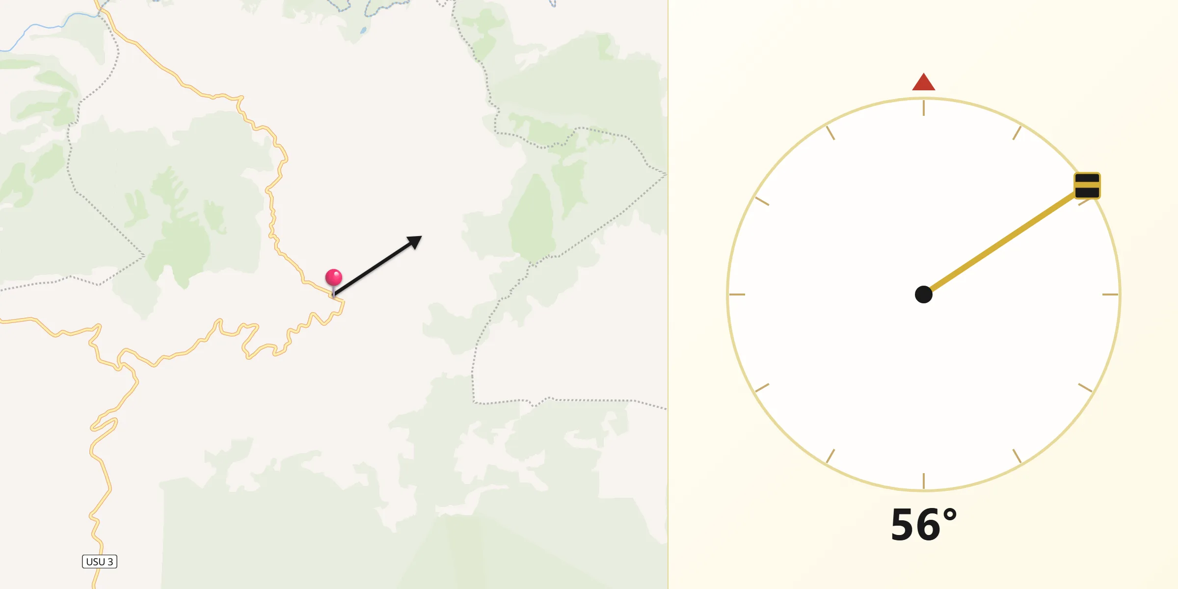 Dirección de la Qibla desde Jucuarán