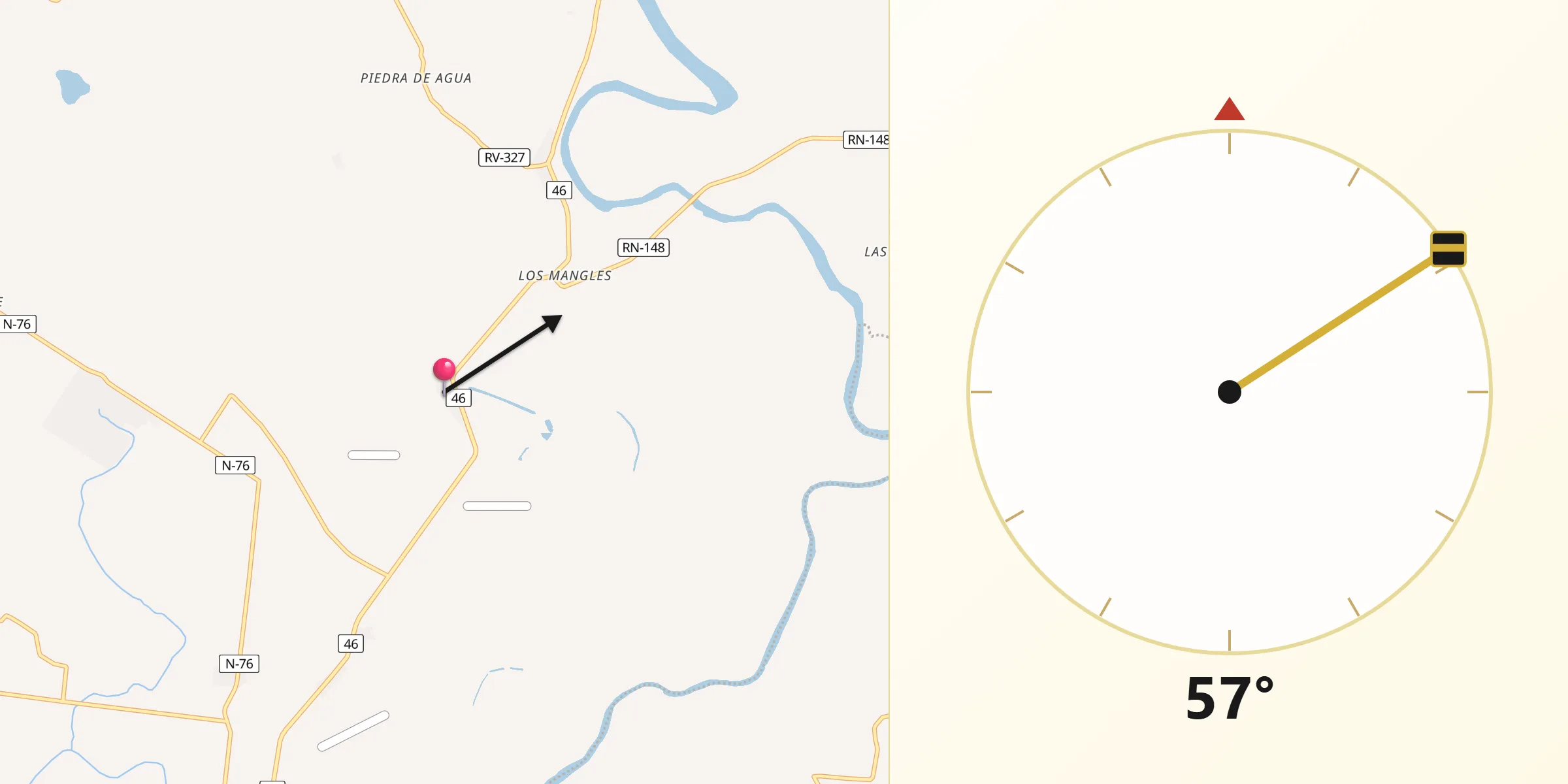 Dirección de la Qibla desde Santa Cruz