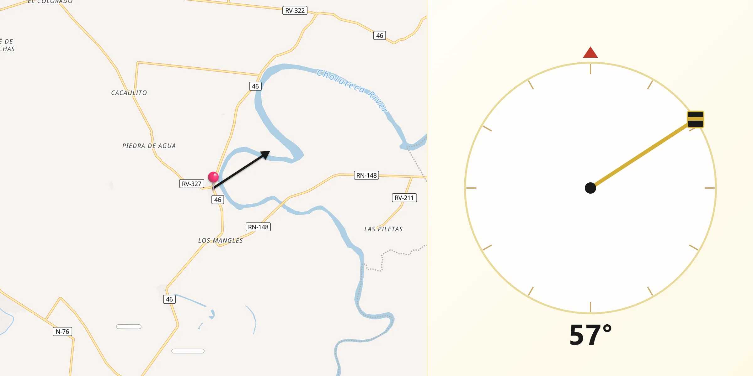 Dirección de la Qibla desde Los Llanitos