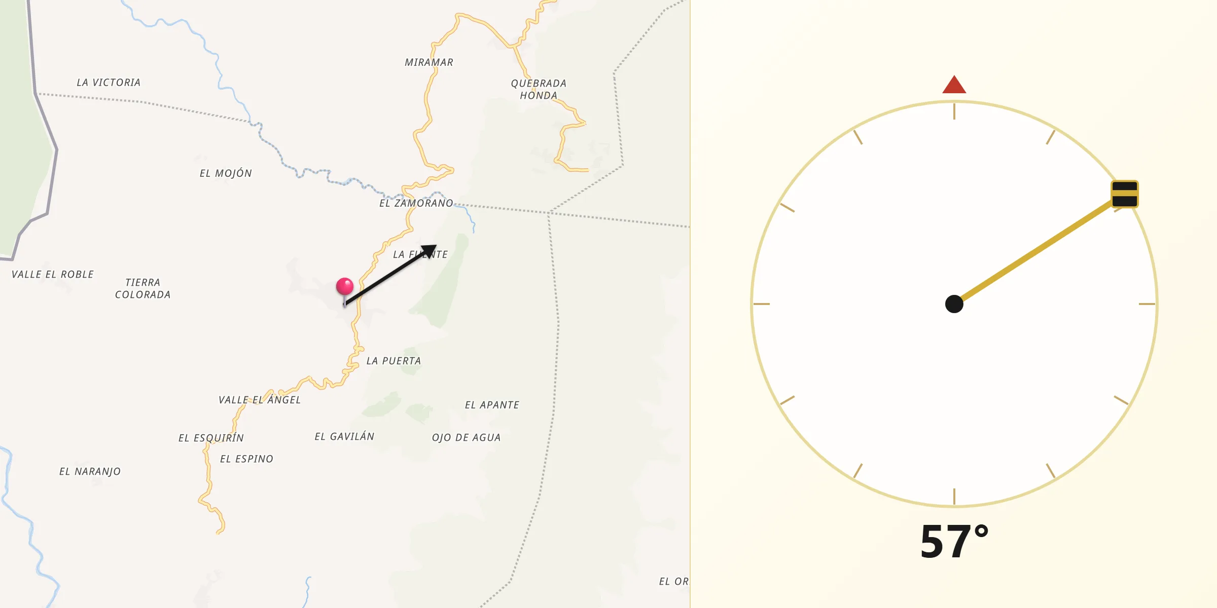 Dirección de la Qibla desde San José de Cusmapa