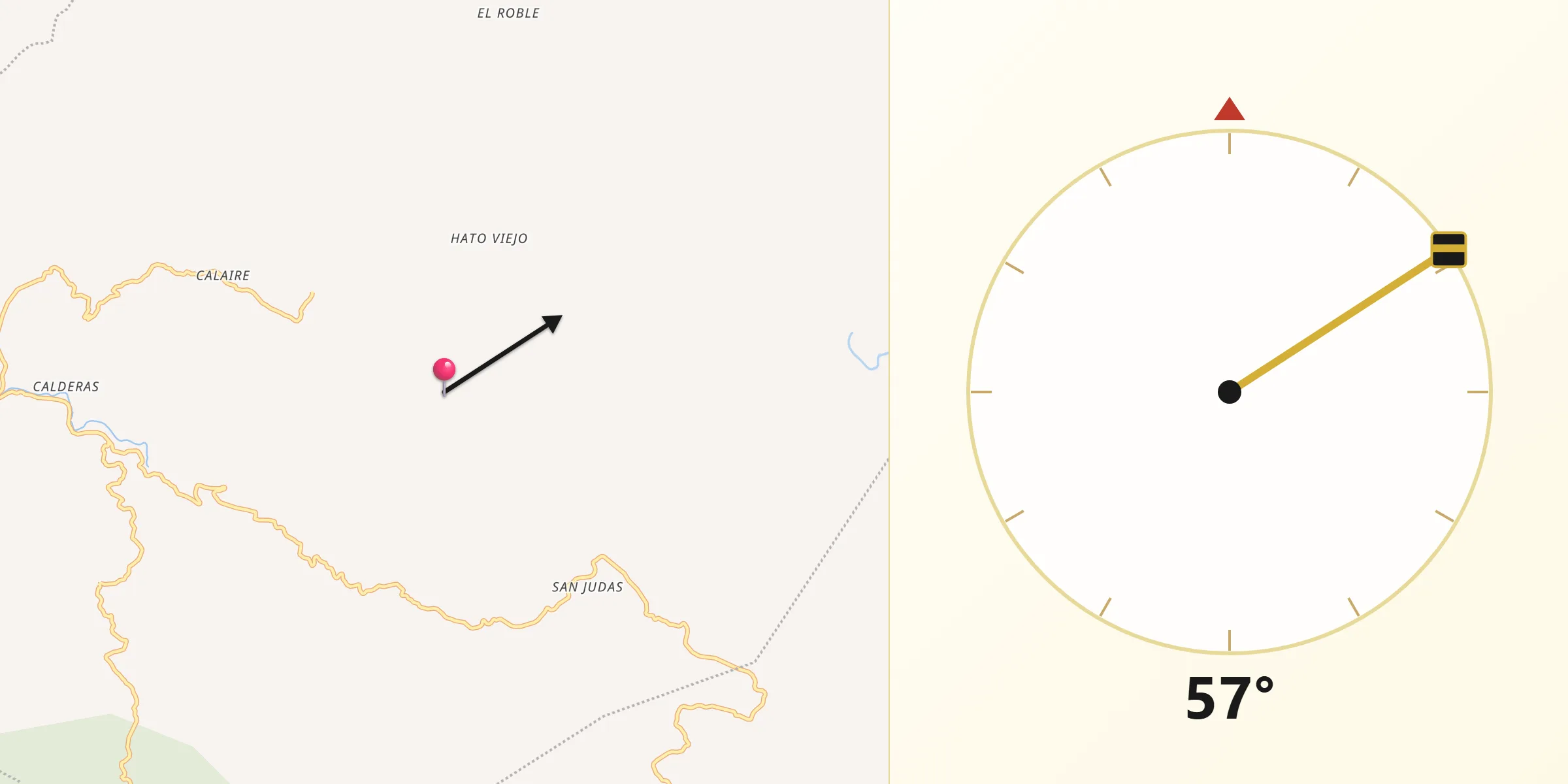 Dirección de la Qibla desde El Corpus