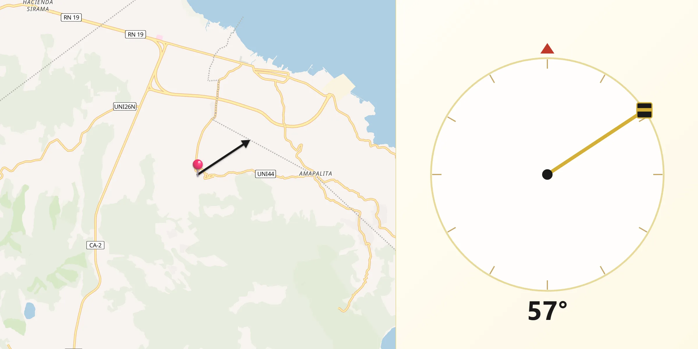 Dirección de la Qibla desde Conchagua