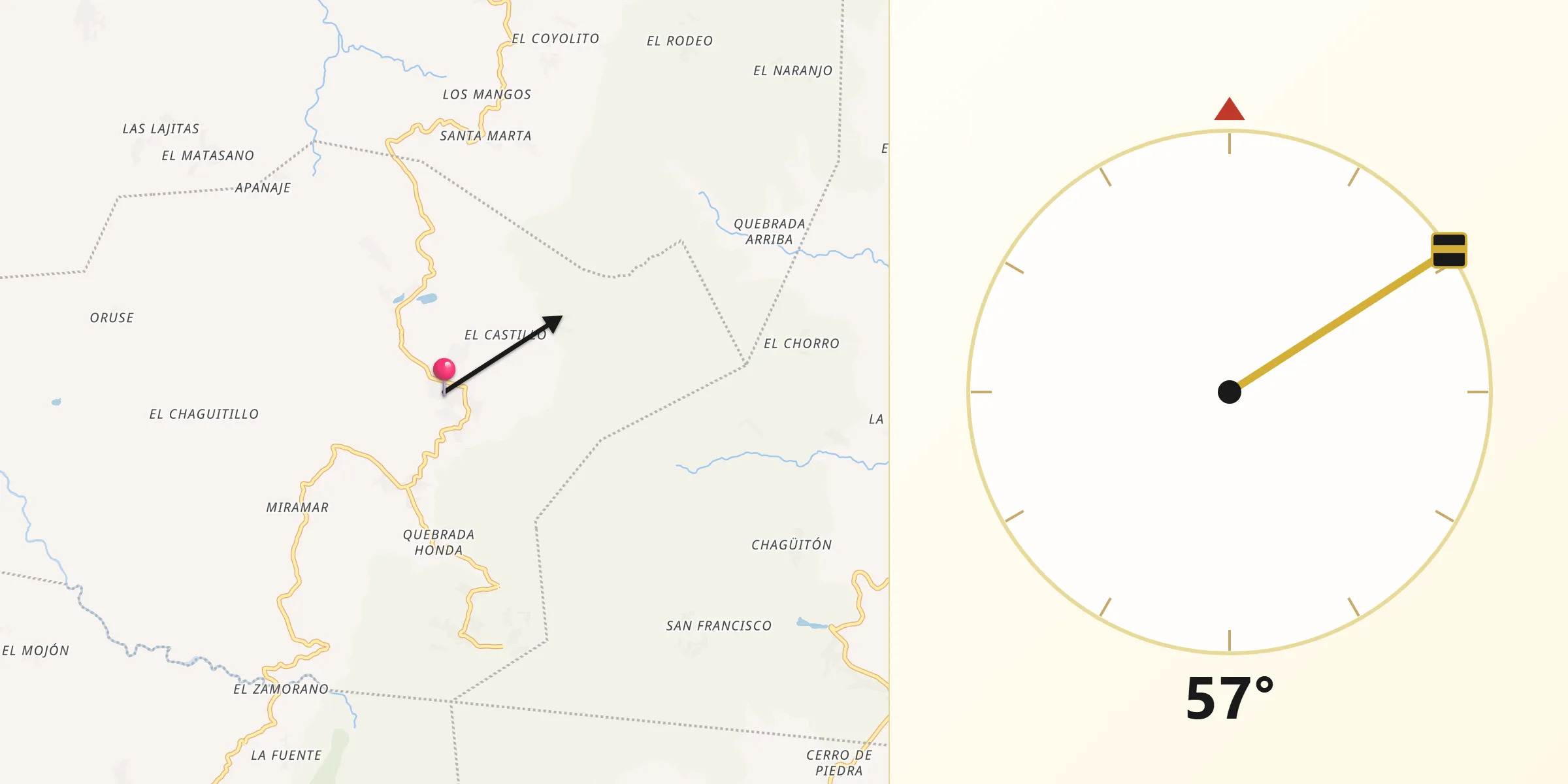 Dirección de la Qibla desde Las Sabanas