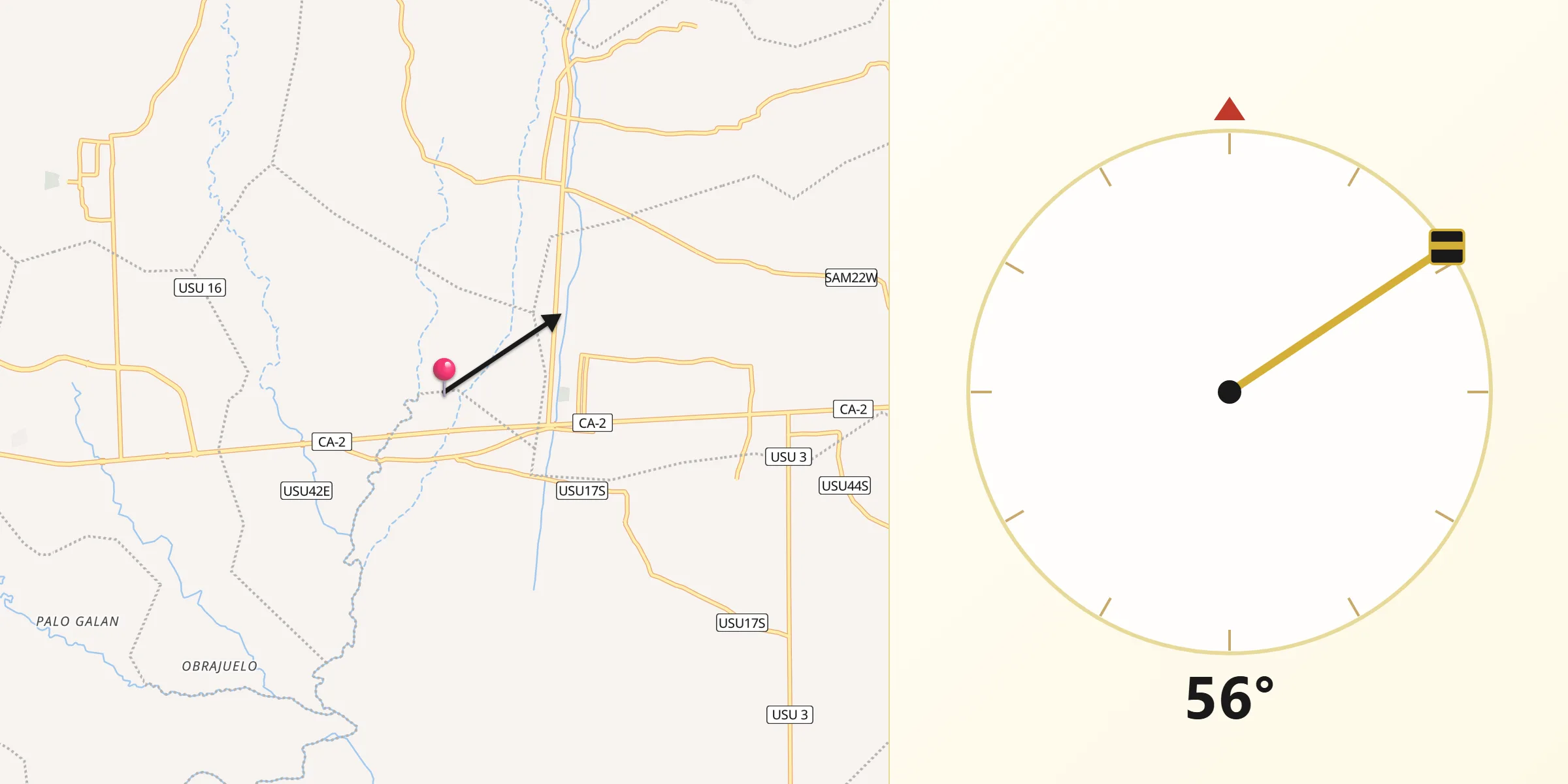 Dirección de la Qibla desde Concepción Batres
