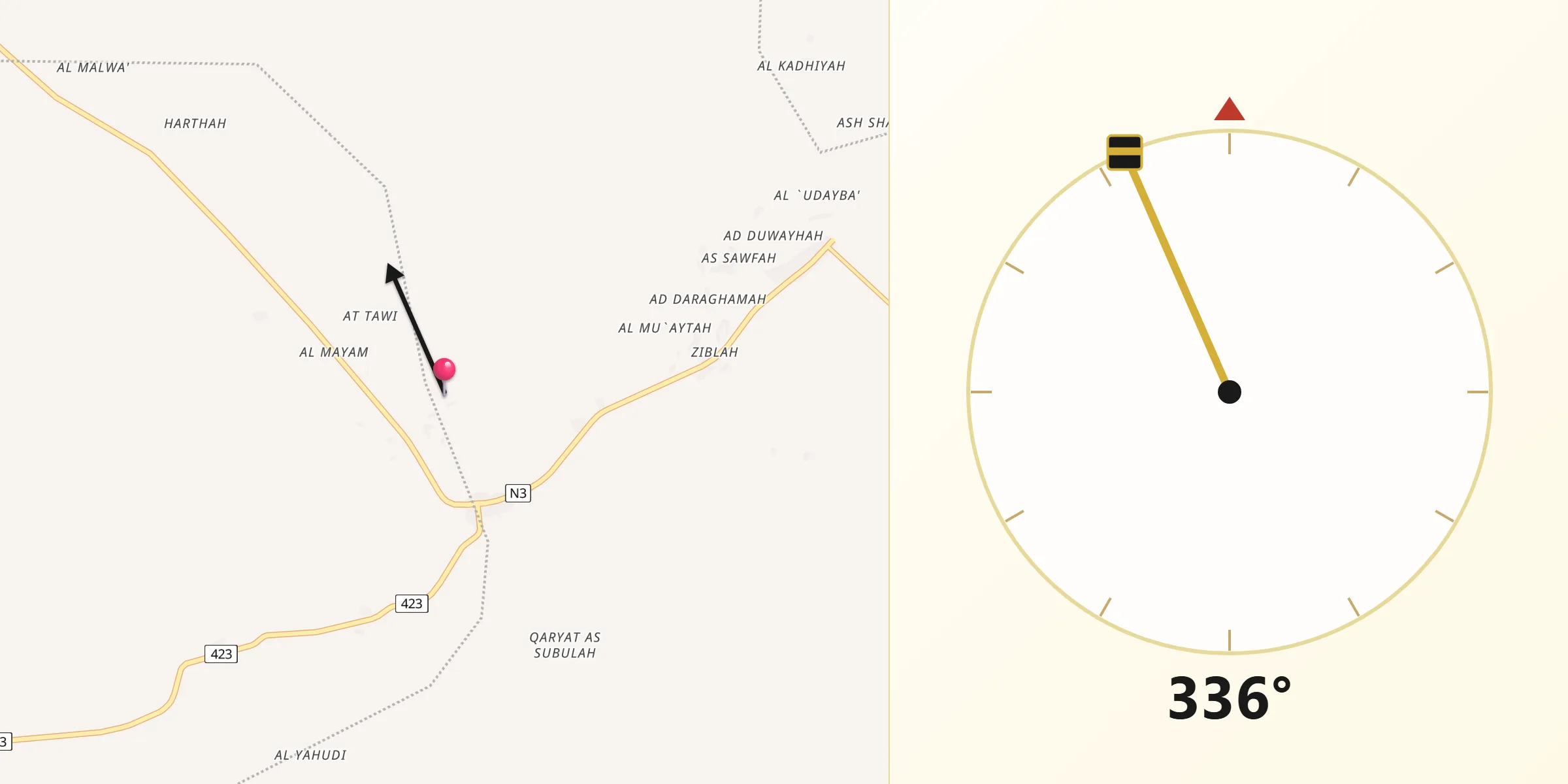 اتجاه القبلة من موزع