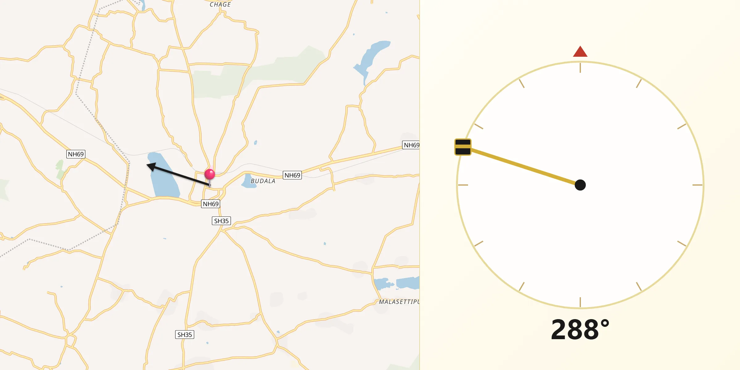 Qibla Direction from Sidlaghatta