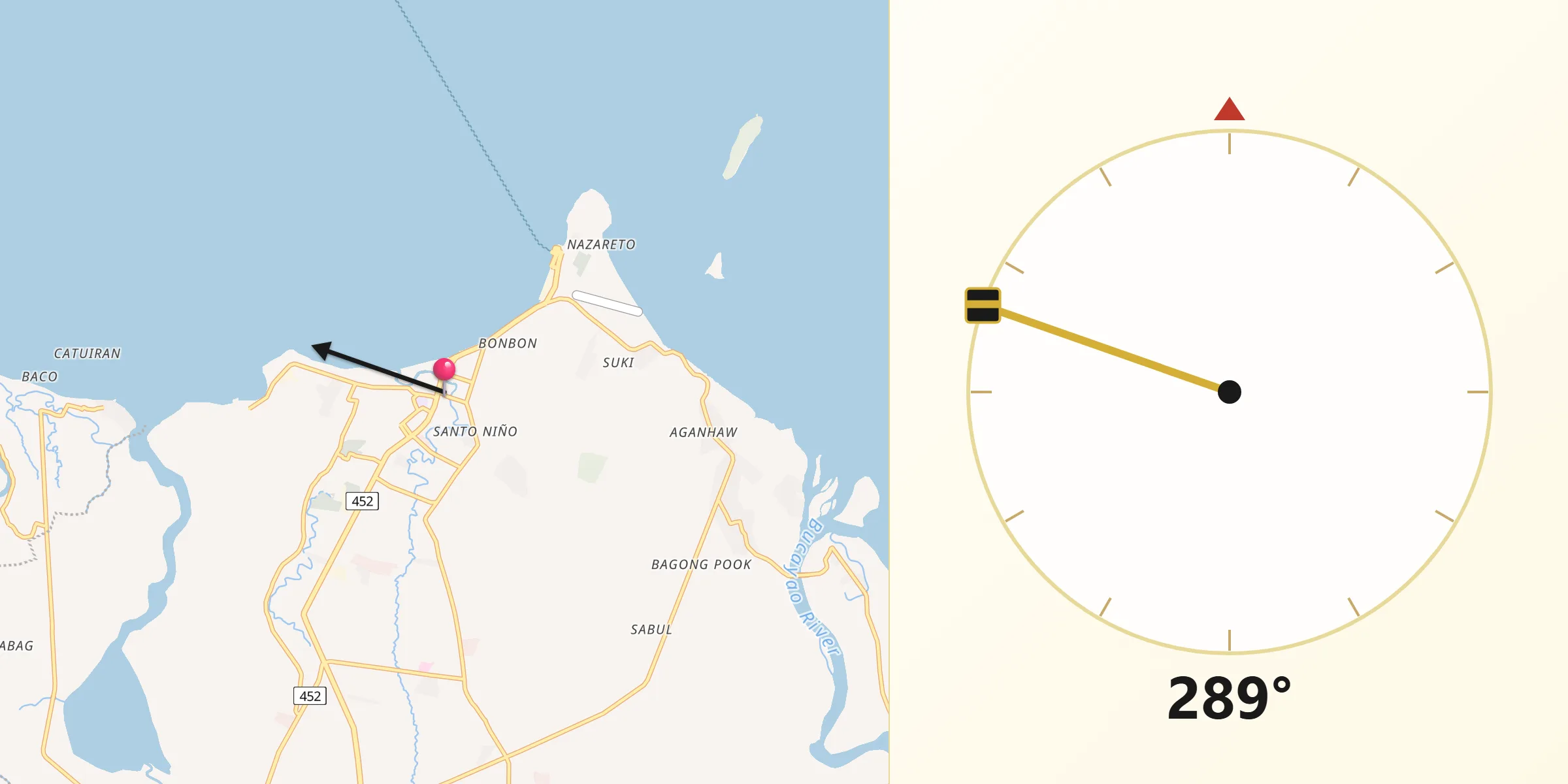 Qibla Direction from Calapan