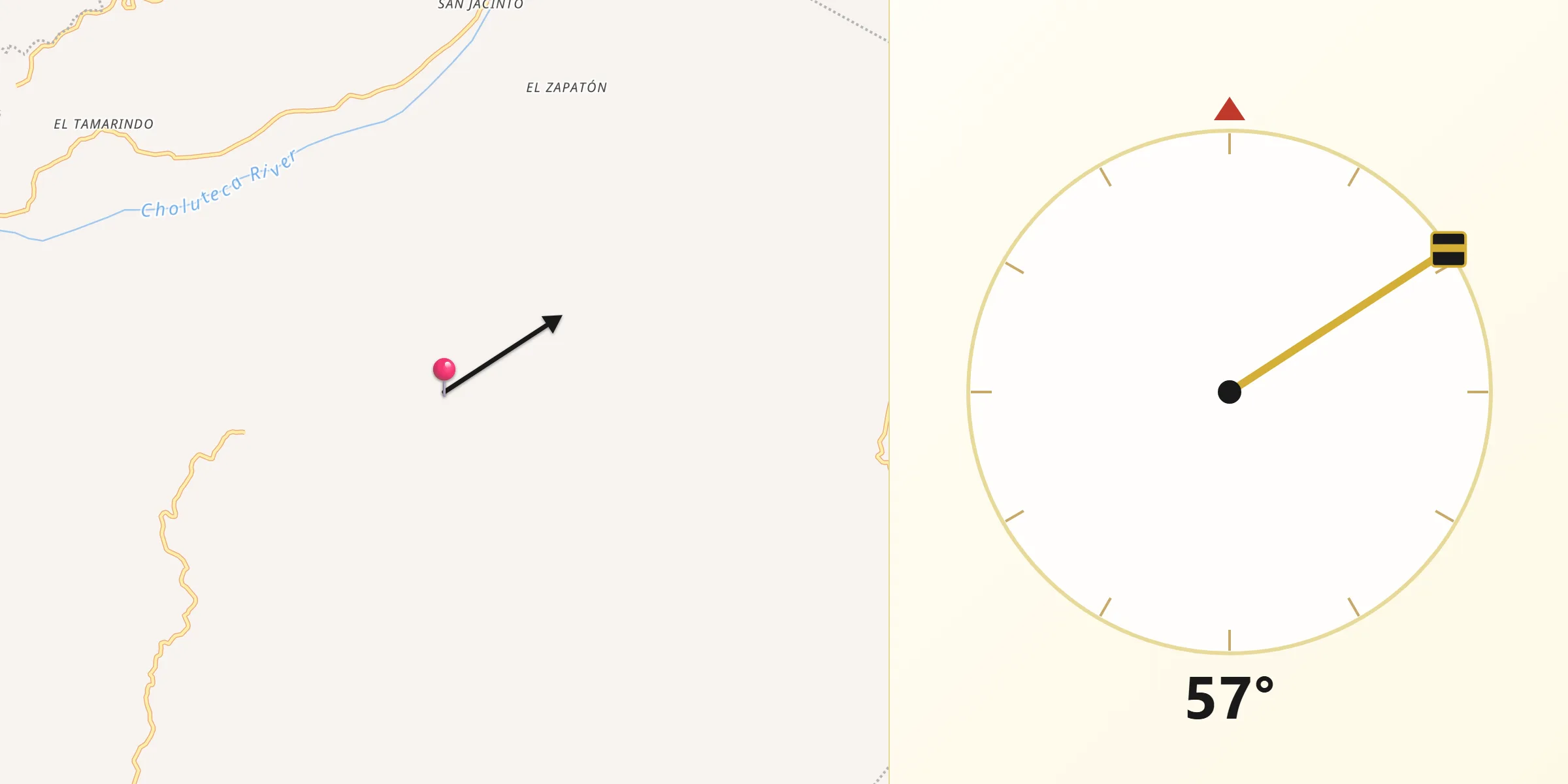 Dirección de la Qibla desde Apacilagua