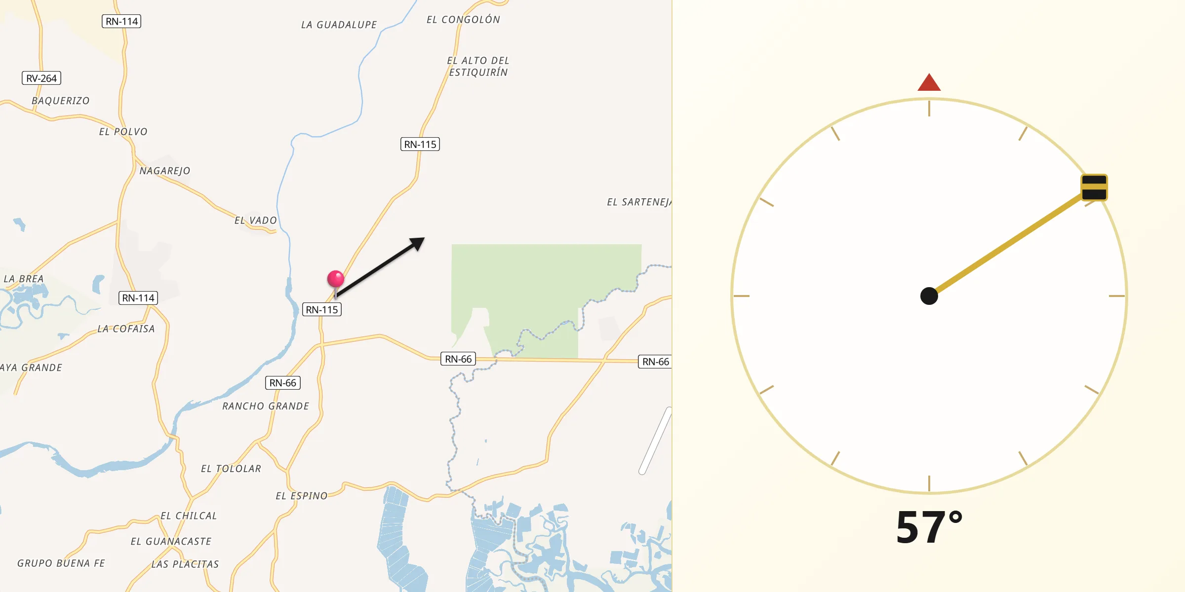 Dirección de la Qibla desde El Tular