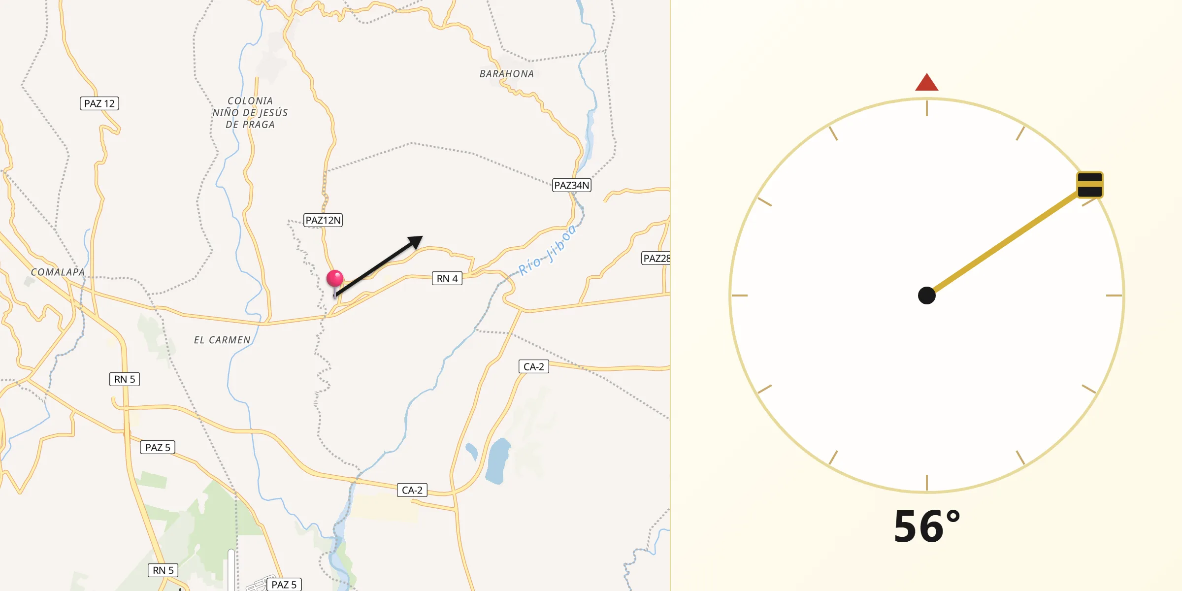 Dirección de la Qibla desde El Rosario
