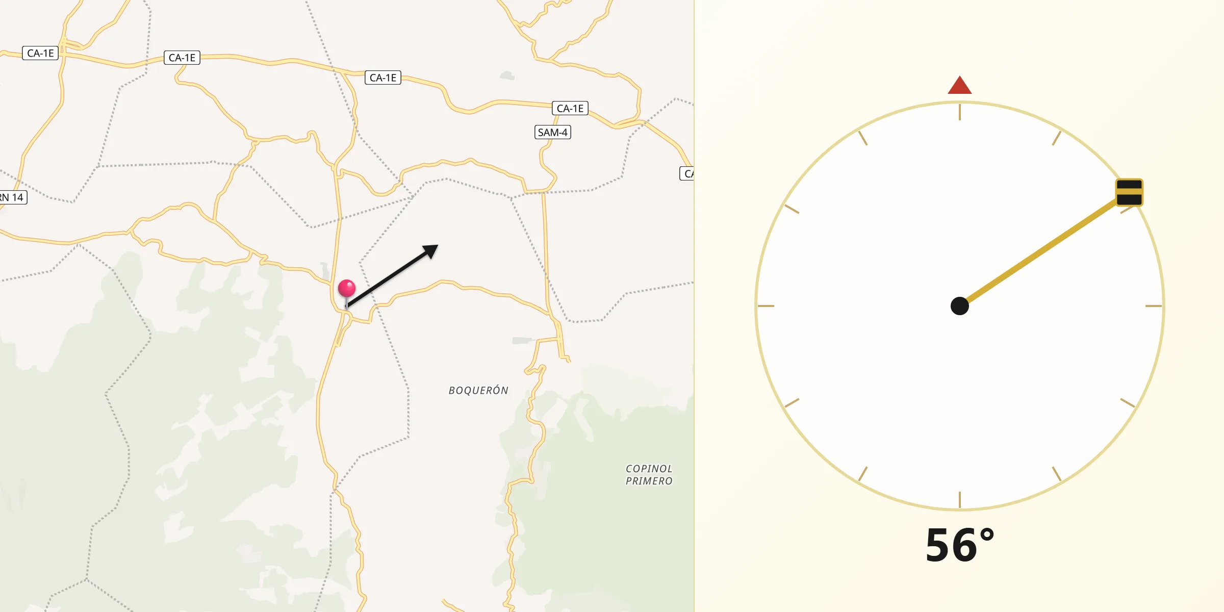 Dirección de la Qibla desde Jucuapa