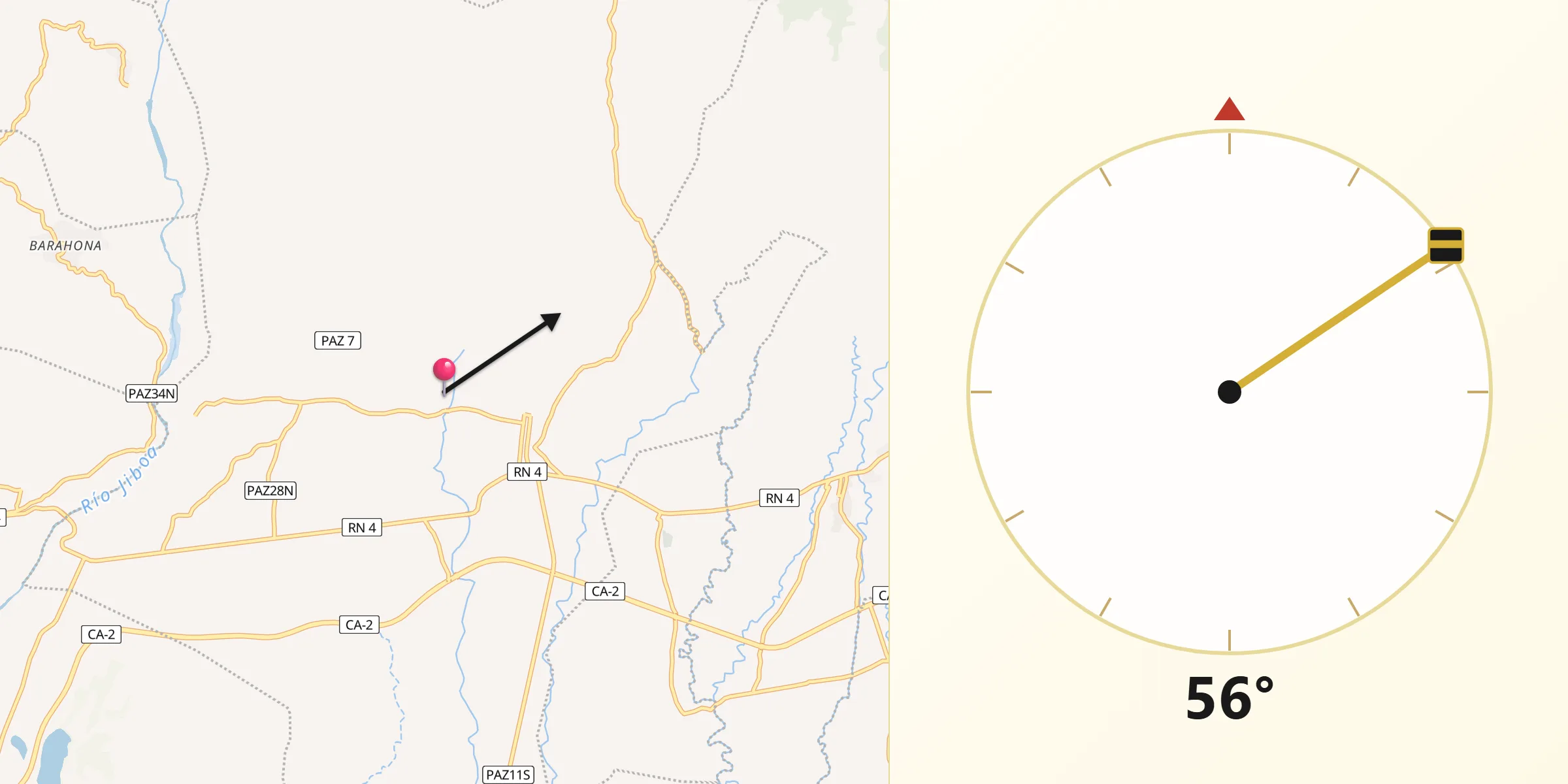 Dirección de la Qibla desde Santiago Nonualco