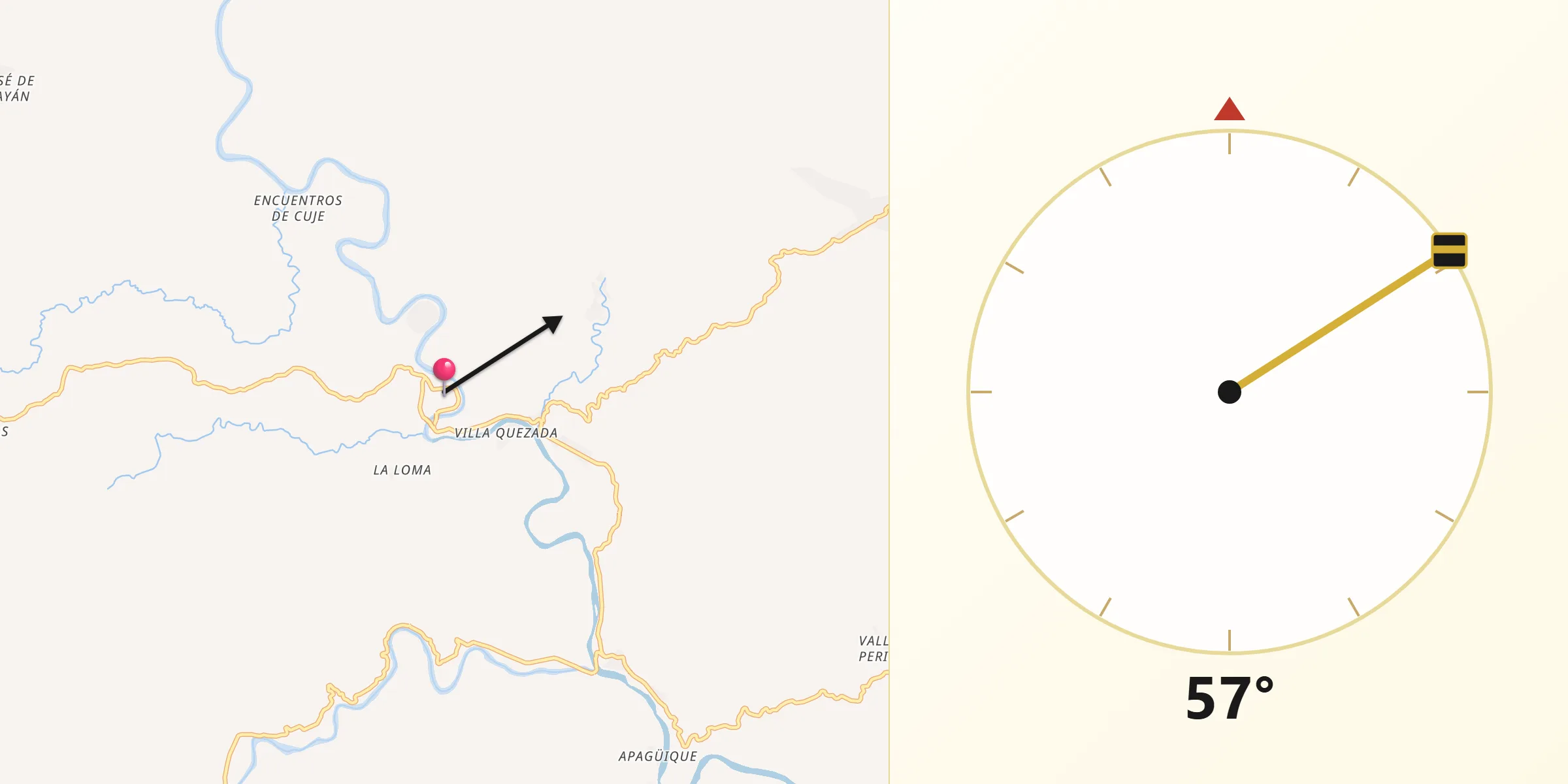 Dirección de la Qibla desde Telpaneca