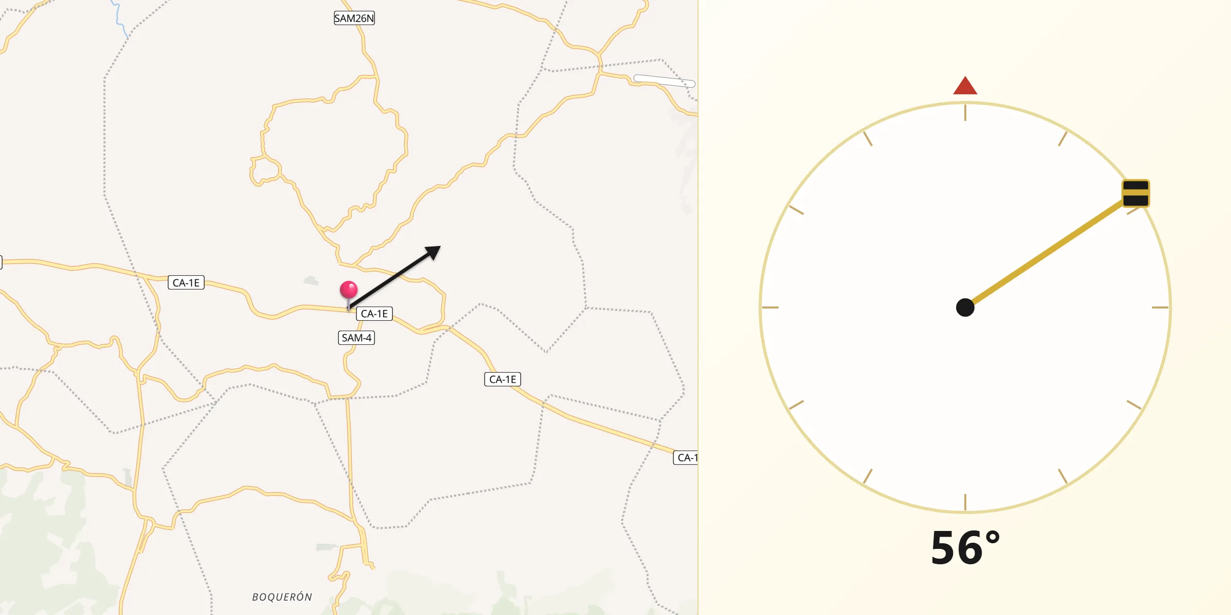 Dirección de la Qibla desde Lolotique