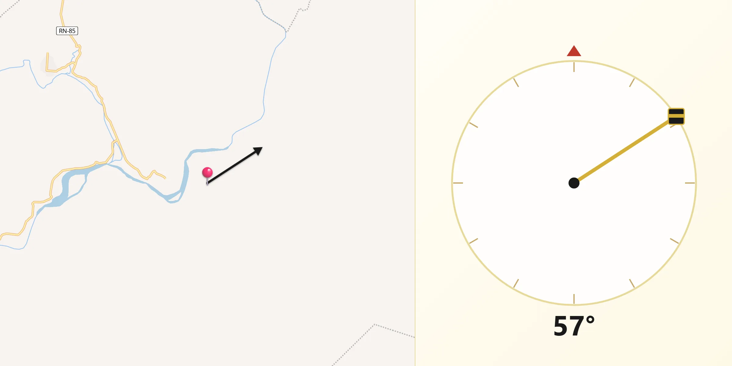 Dirección de la Qibla desde Morolica