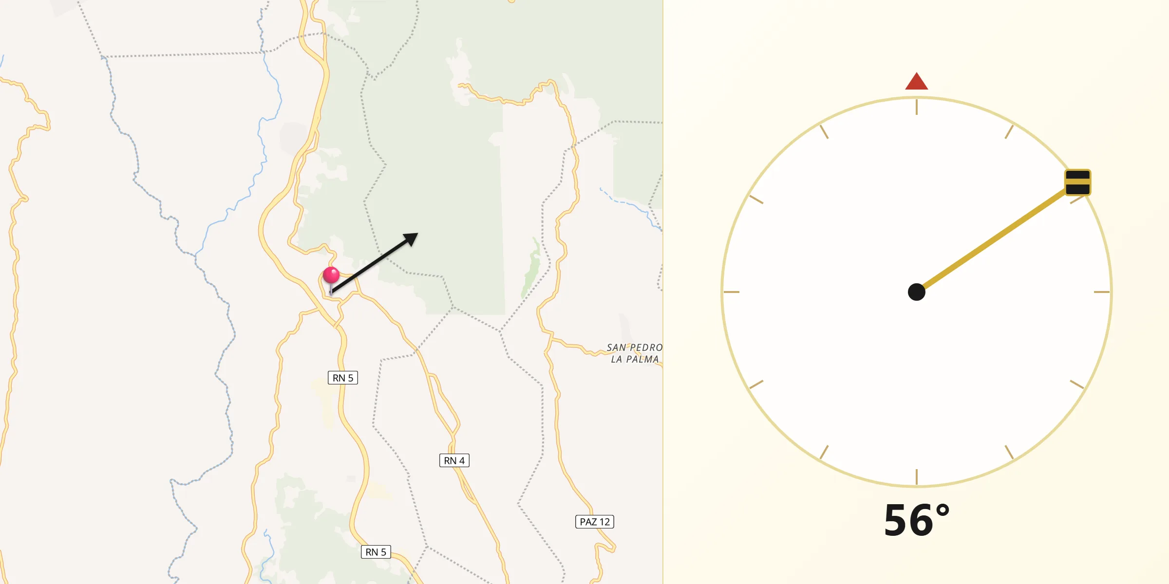 Dirección de la Qibla desde Olocuilta