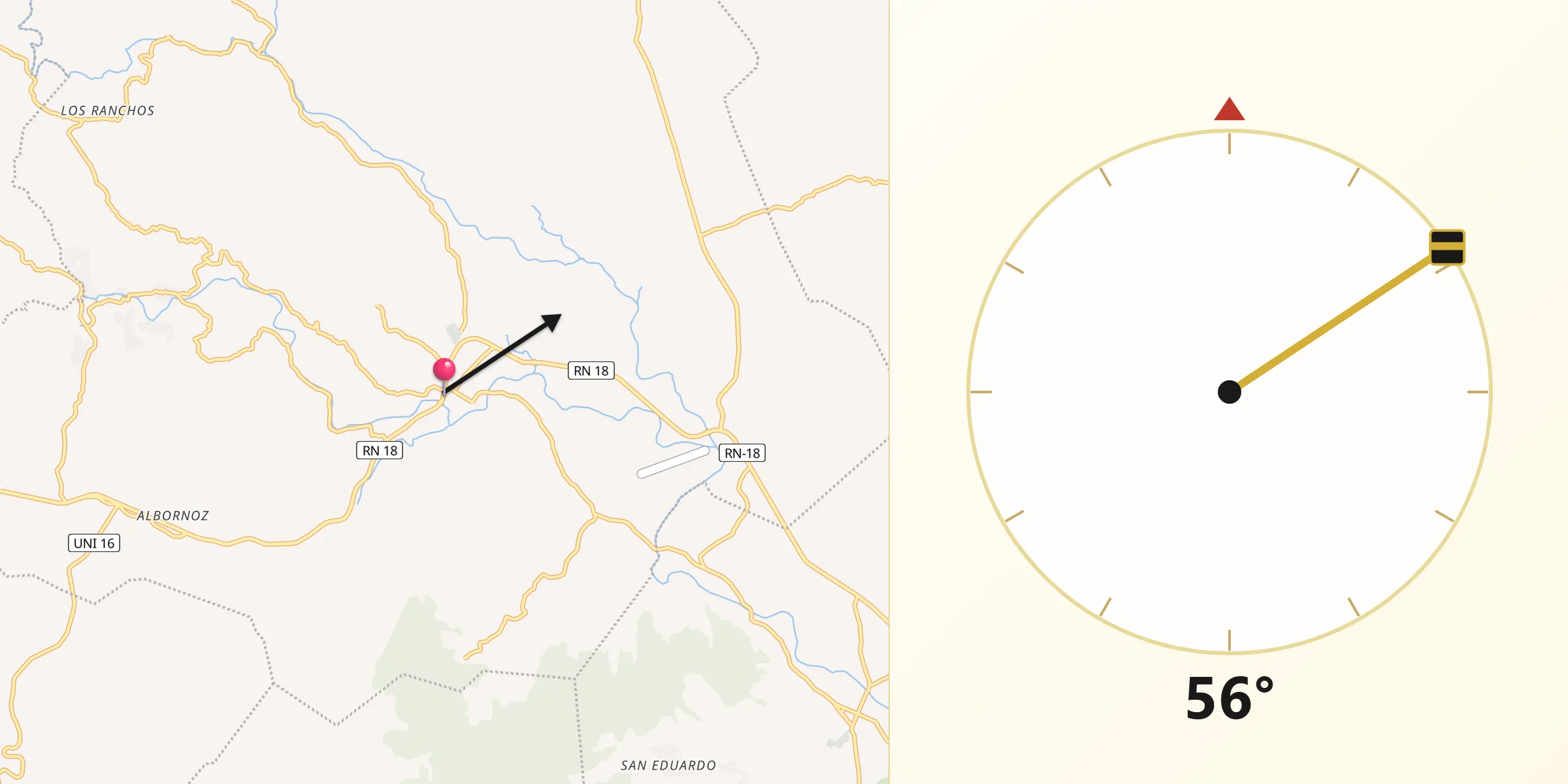 Dirección de la Qibla desde Santa Rosa de Lima