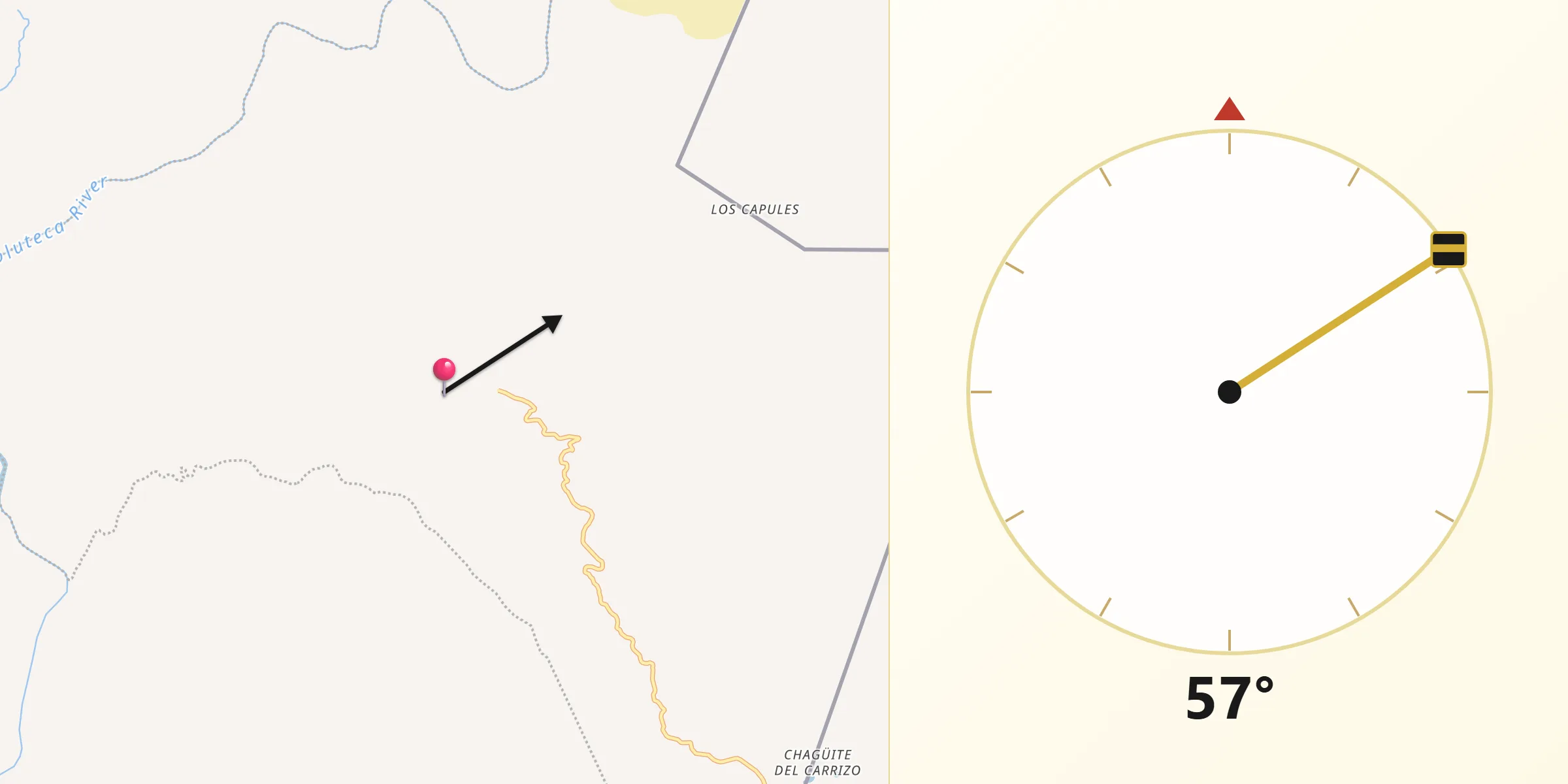 Dirección de la Qibla desde Duyure