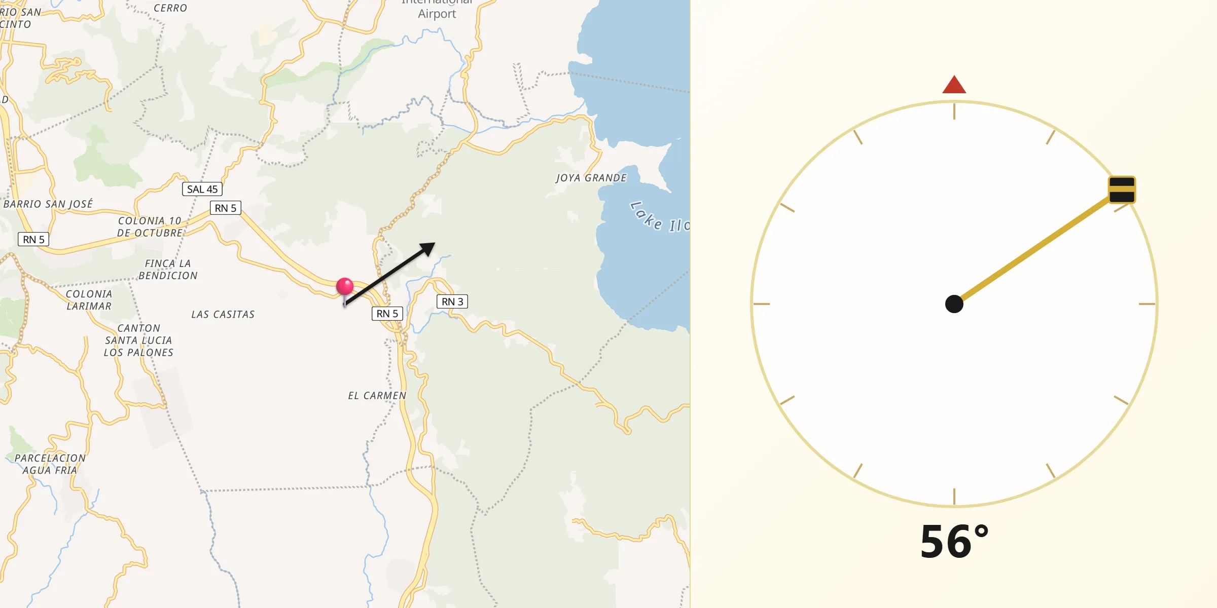 Dirección de la Qibla desde Santo Tomás