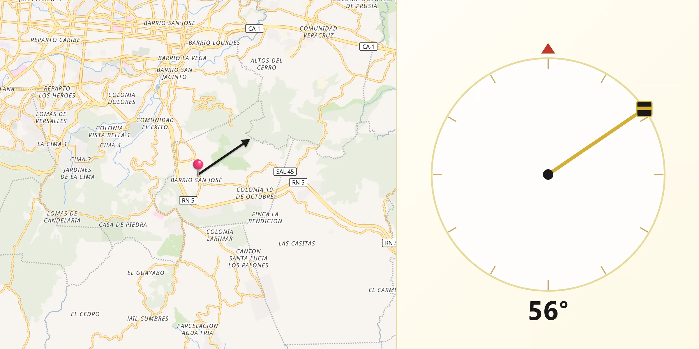 Dirección de la Qibla desde San Marcos