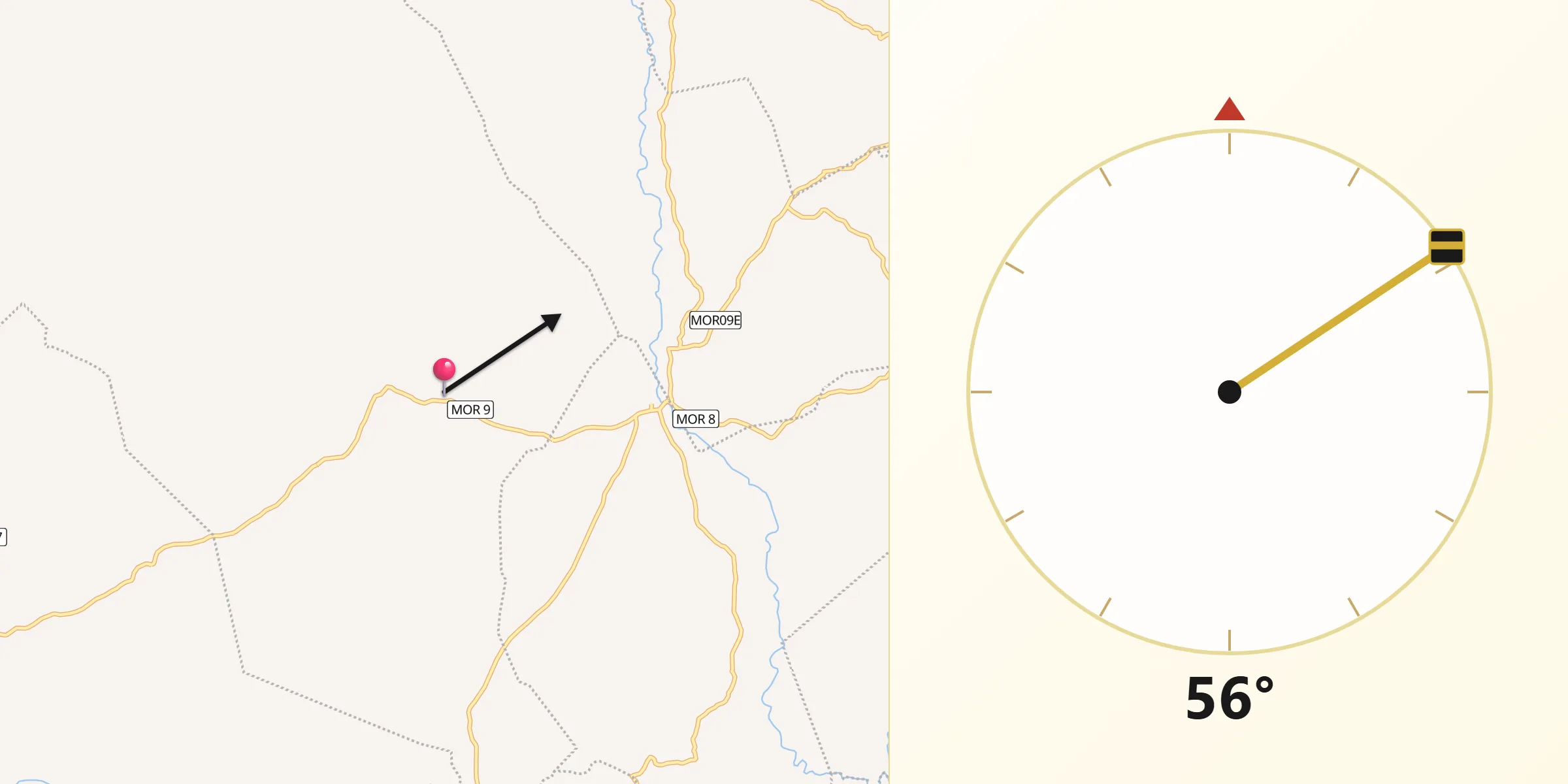 Dirección de la Qibla desde Guatajiagua