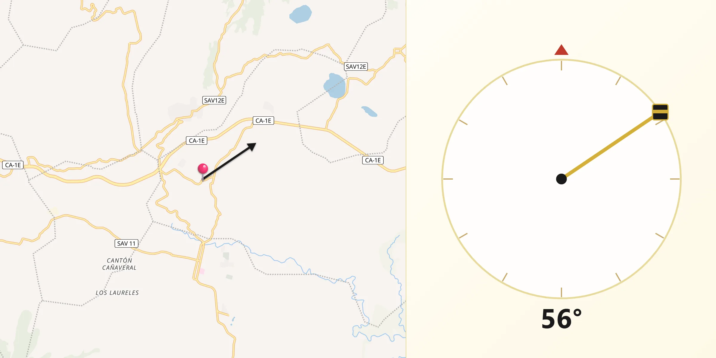 Dirección de la Qibla desde Apastepeque
