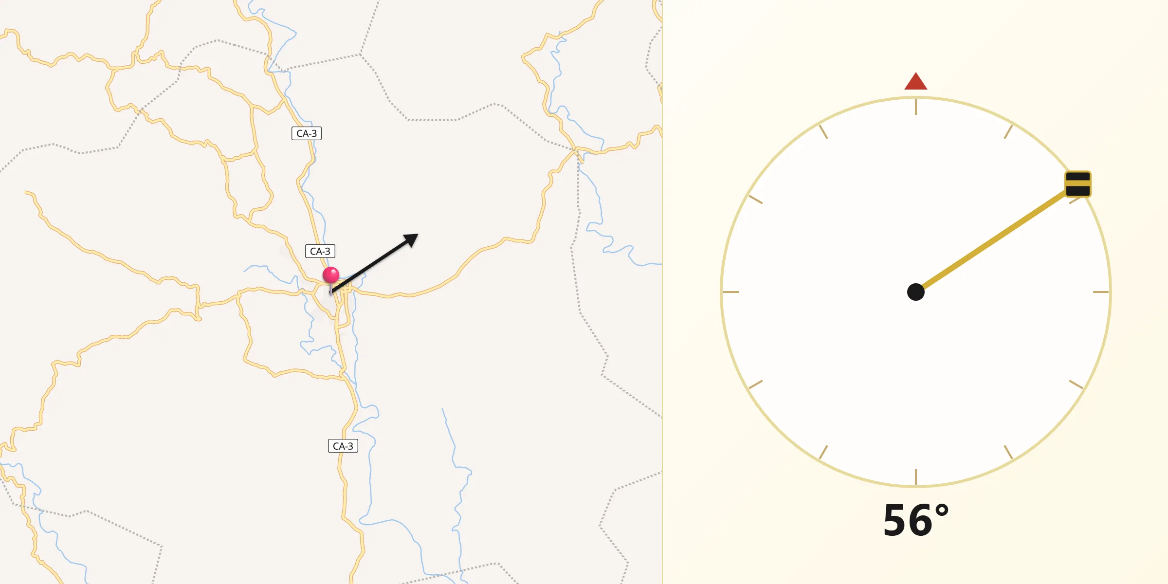 Dirección de la Qibla desde Anamorós