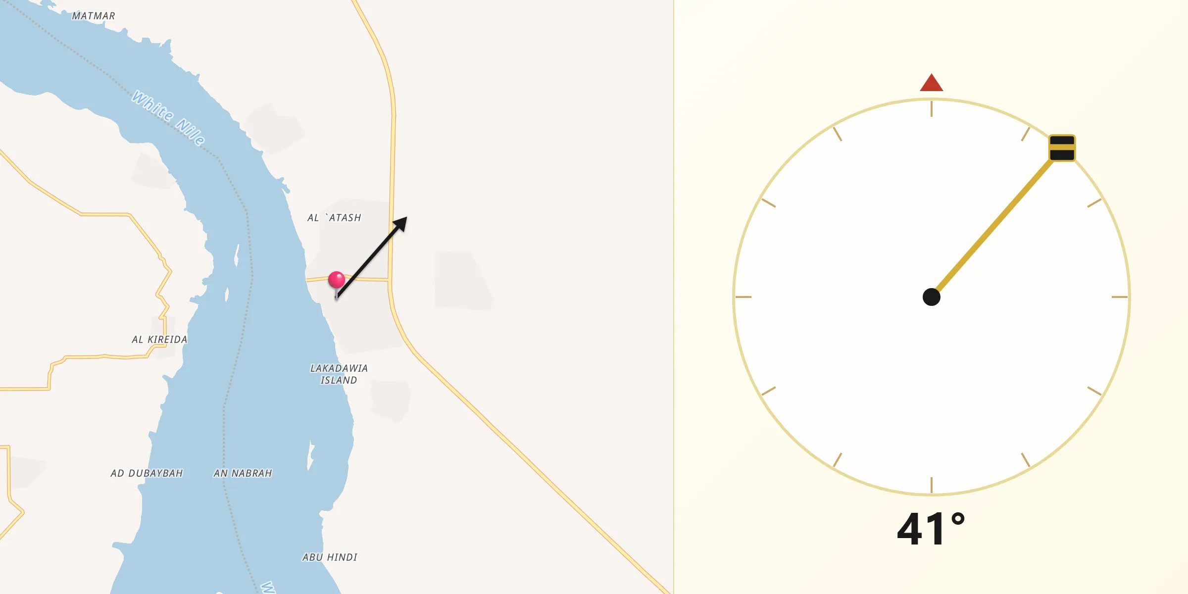 اتجاه القبلة من الكوة