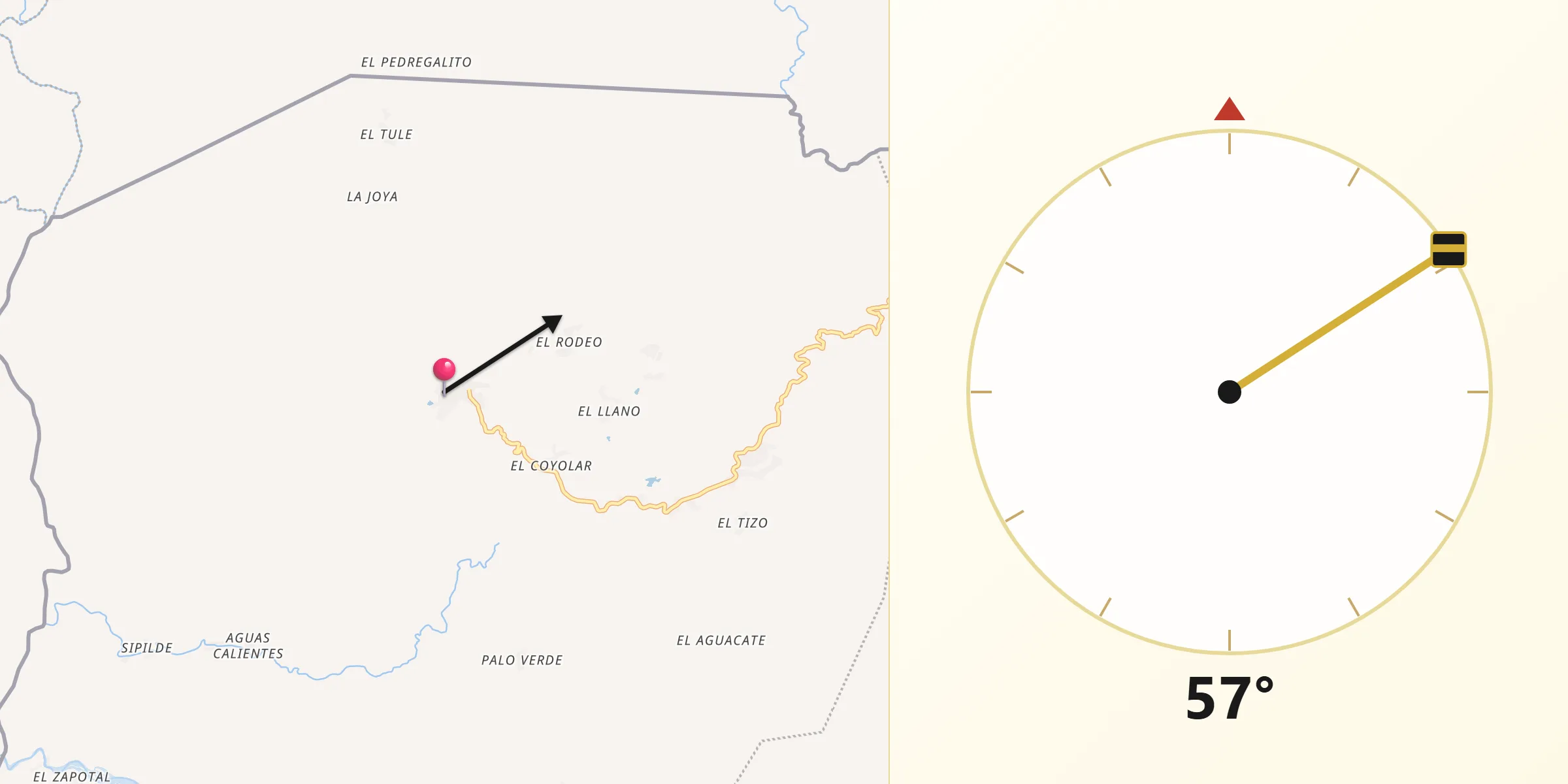 Dirección de la Qibla desde Santa María