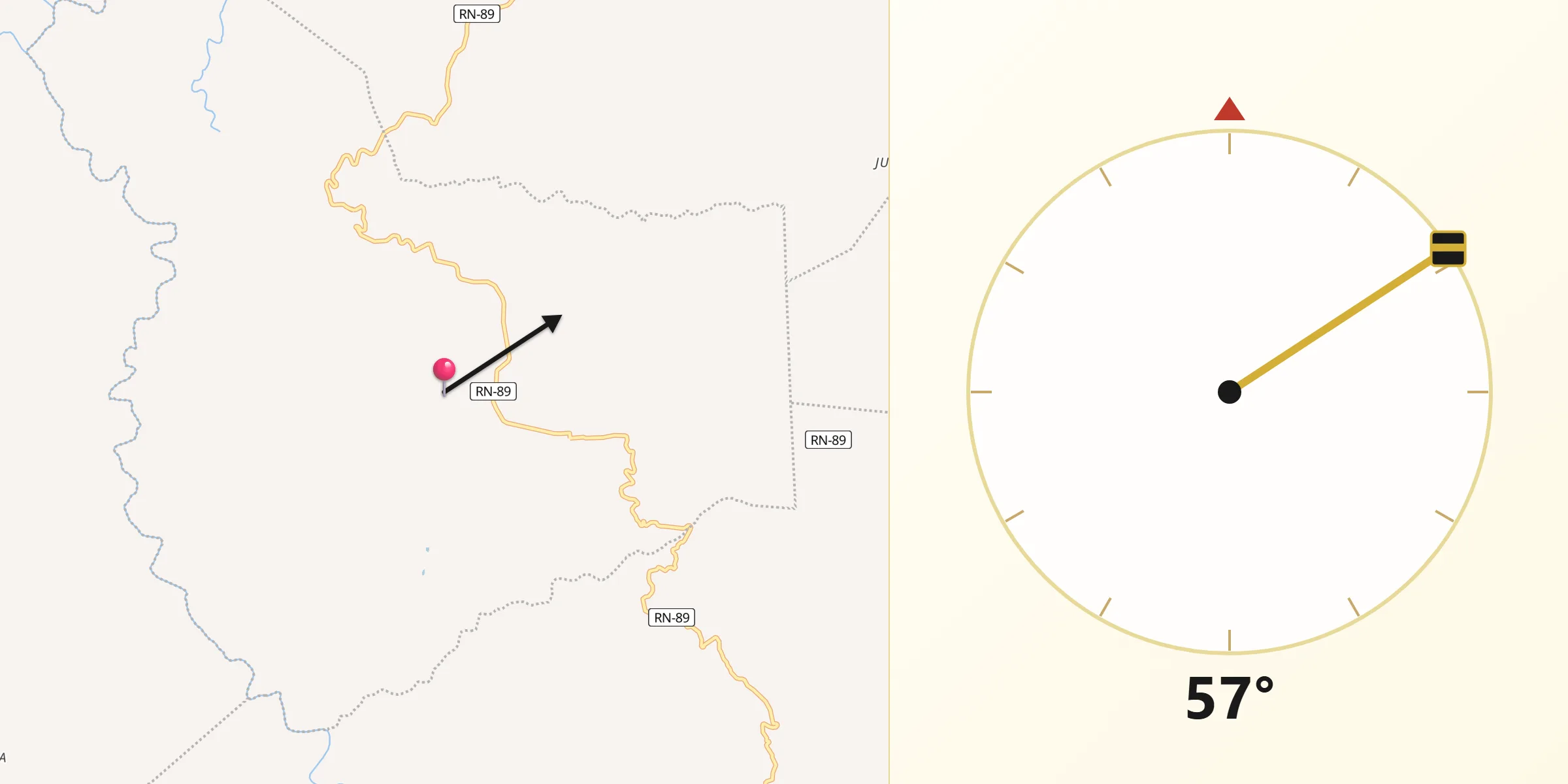 Dirección de la Qibla desde Yauyupe