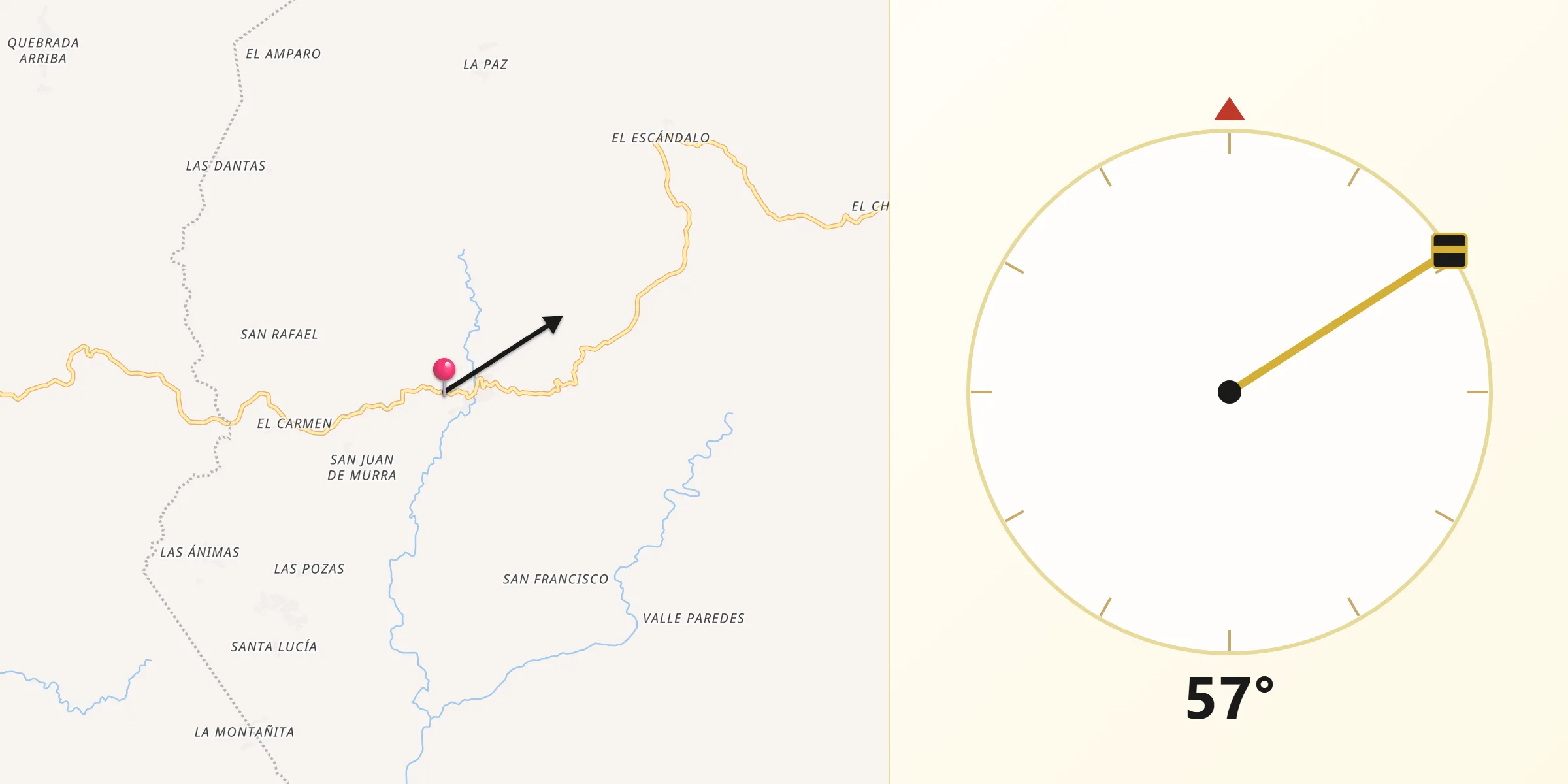 Dirección de la Qibla desde Murra