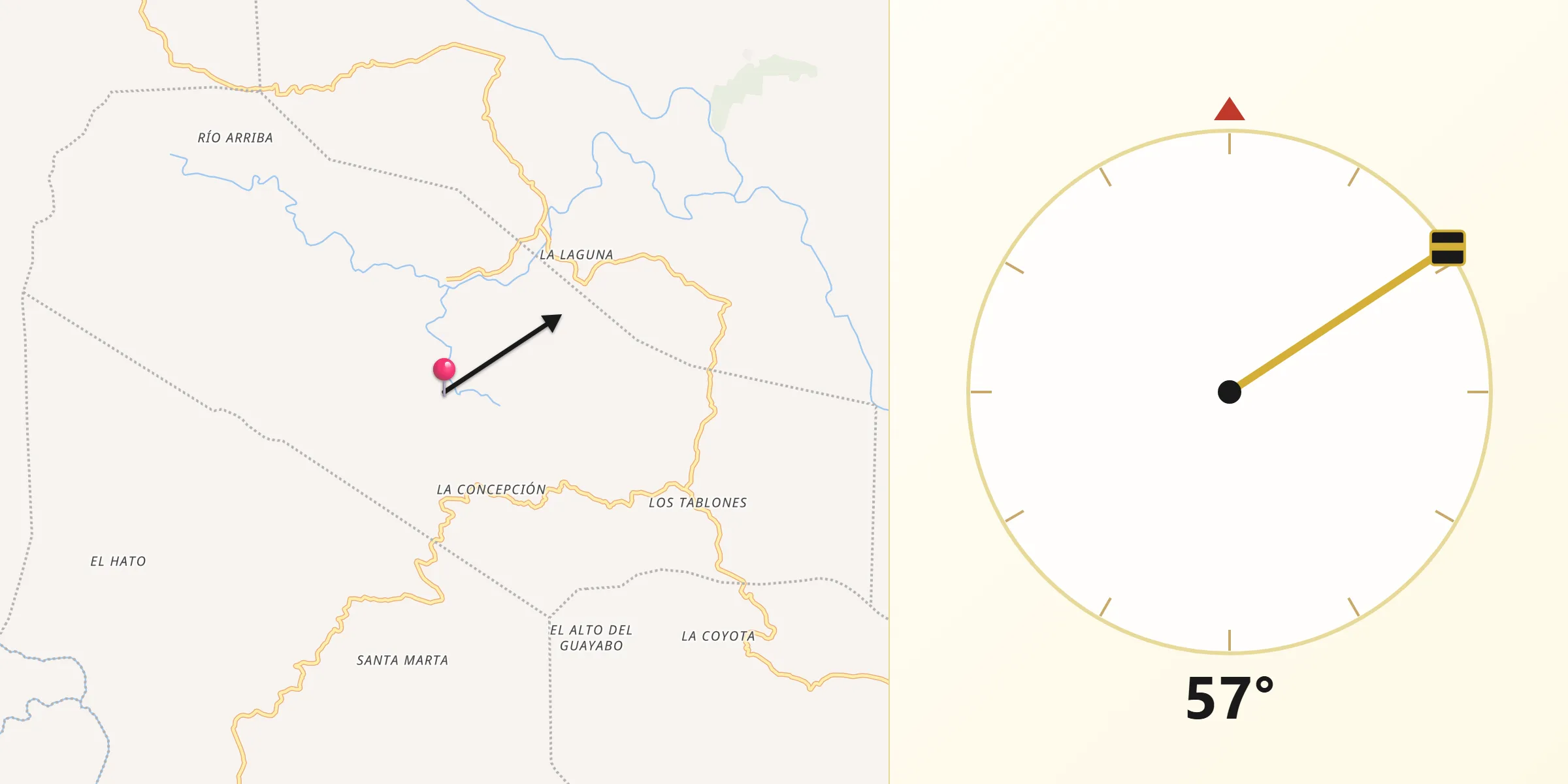 Dirección de la Qibla desde Alubarén